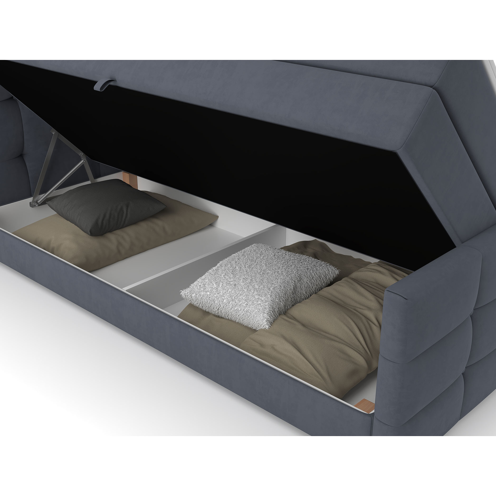 Boxspringbett - denim - mit Bettkasten - H2 - 180x200 cm