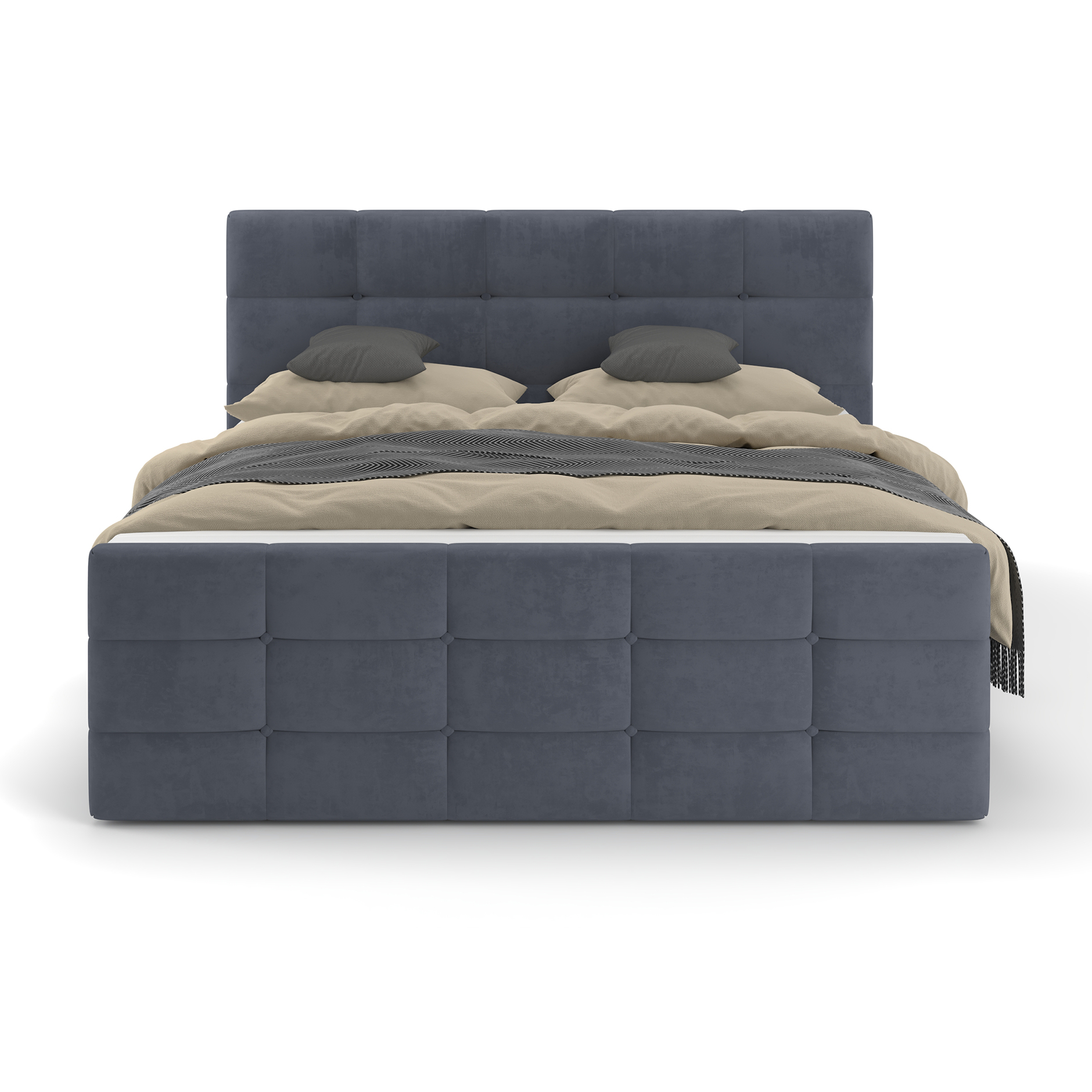 Boxspringbett - denim - mit Bettkasten - H2/H3 - 160x200 cm