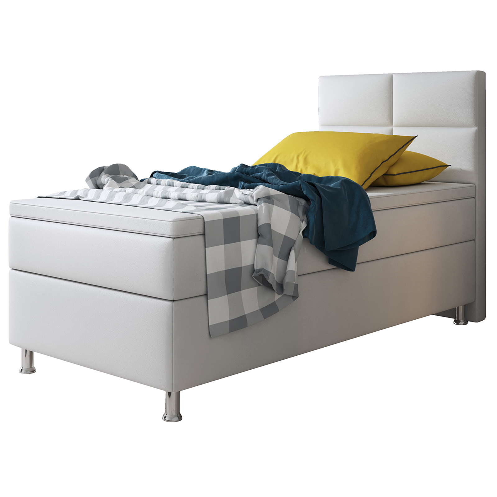 Boxspringbett-Design - weiß - mit Bettkasten - H3 - 90x200 cm