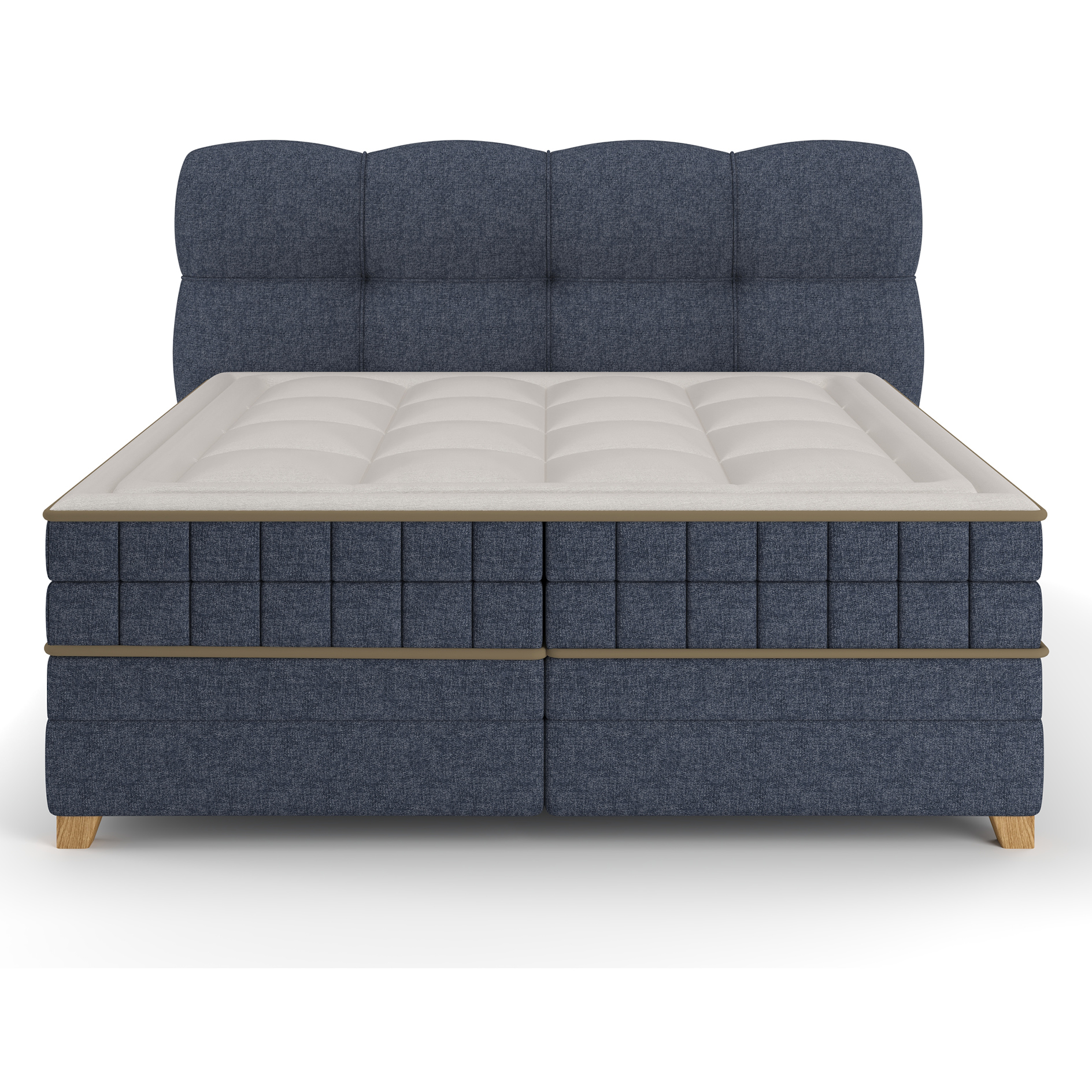 Boxspringbett - dunkelblau - H2/H3 - Bettkasten - 180x200 cm 