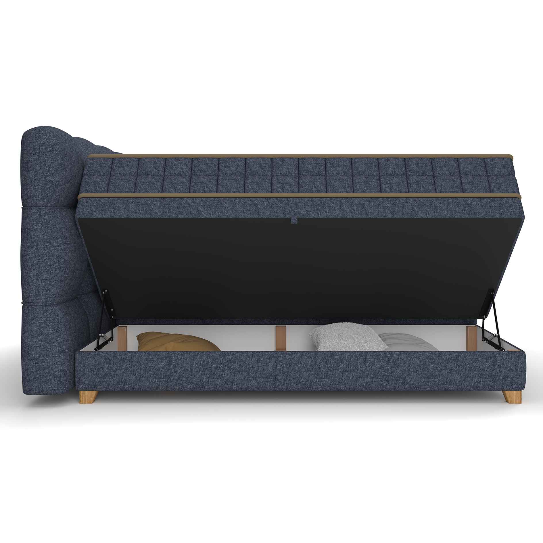 Boxspringbett - dunkelblau - H2/H3 - Bettkasten - 180x200 cm 