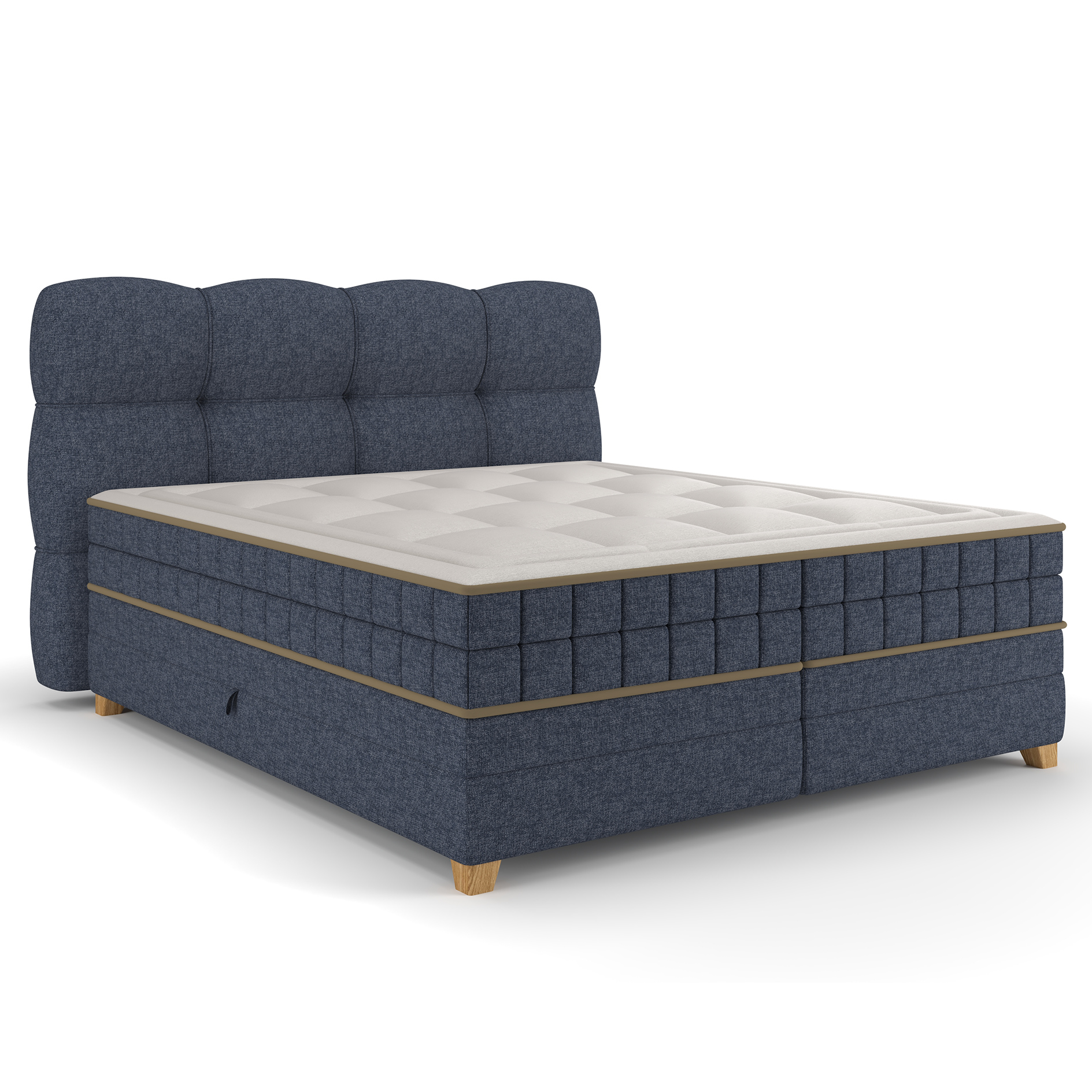 Boxspringbett - dunkelblau - H2/H3 - Bettkasten - 180x200 cm 
