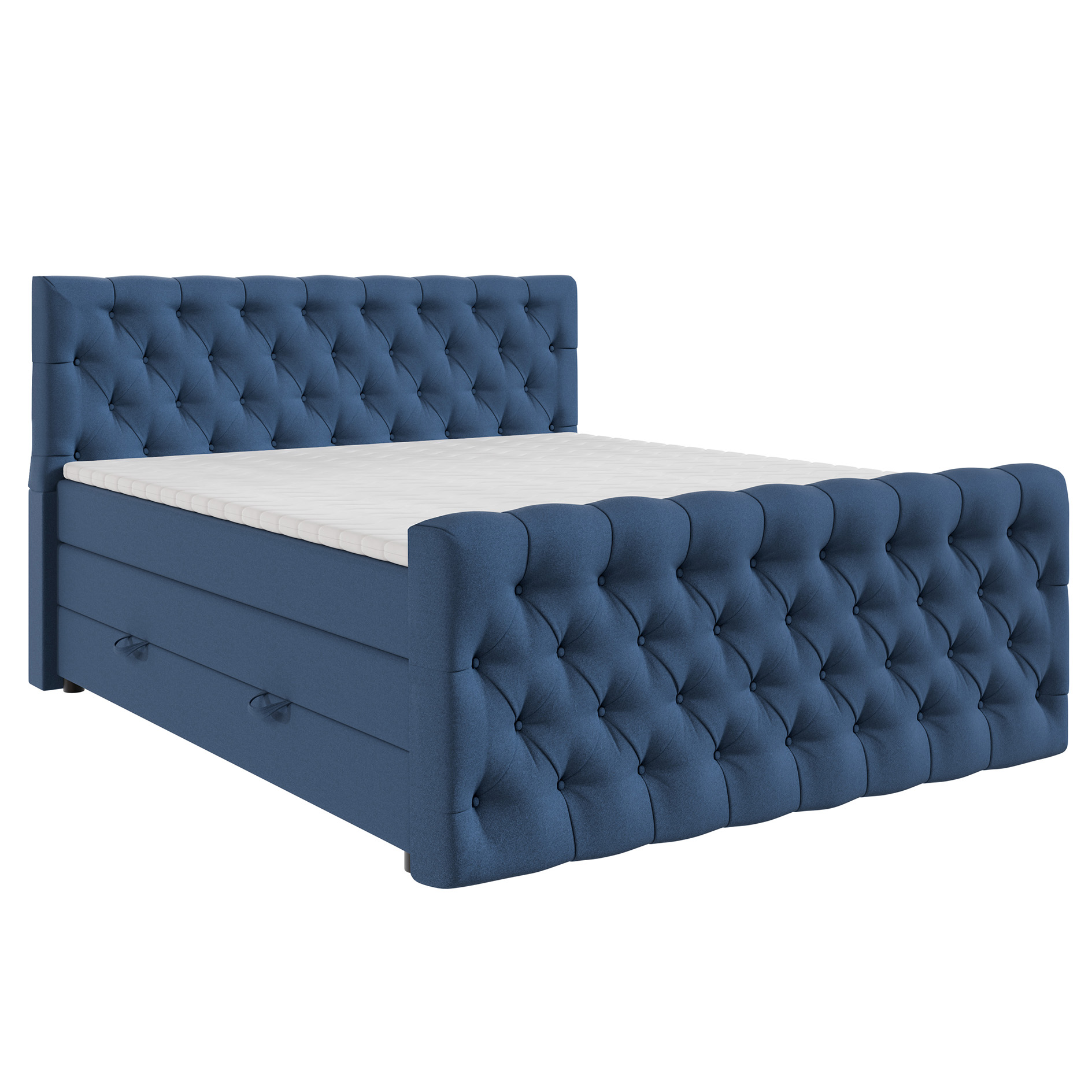 Boxspringbett - dunkelblau - H3 - 140x200 cm