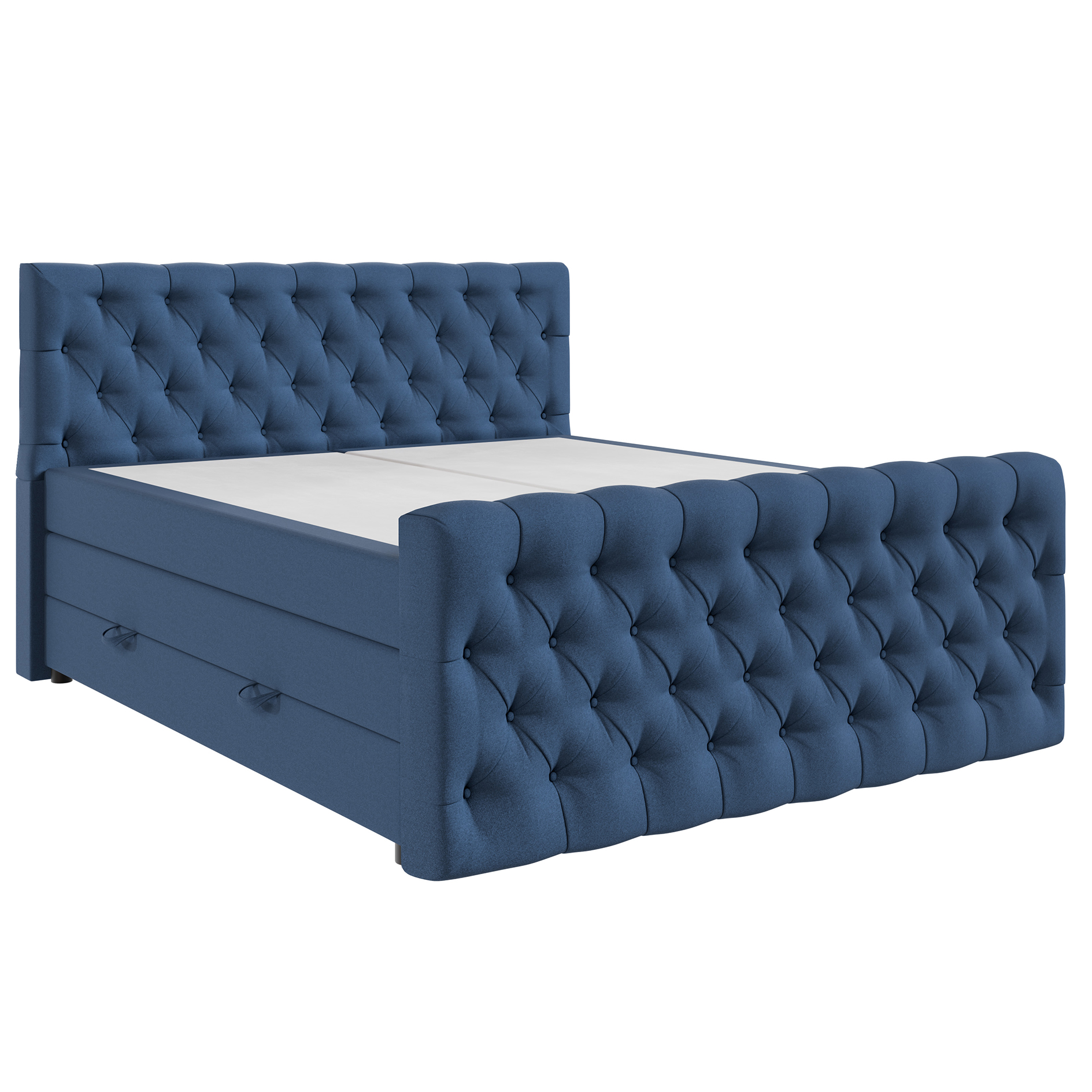Boxspringbett - dunkelblau - H3 - 200x200 cm