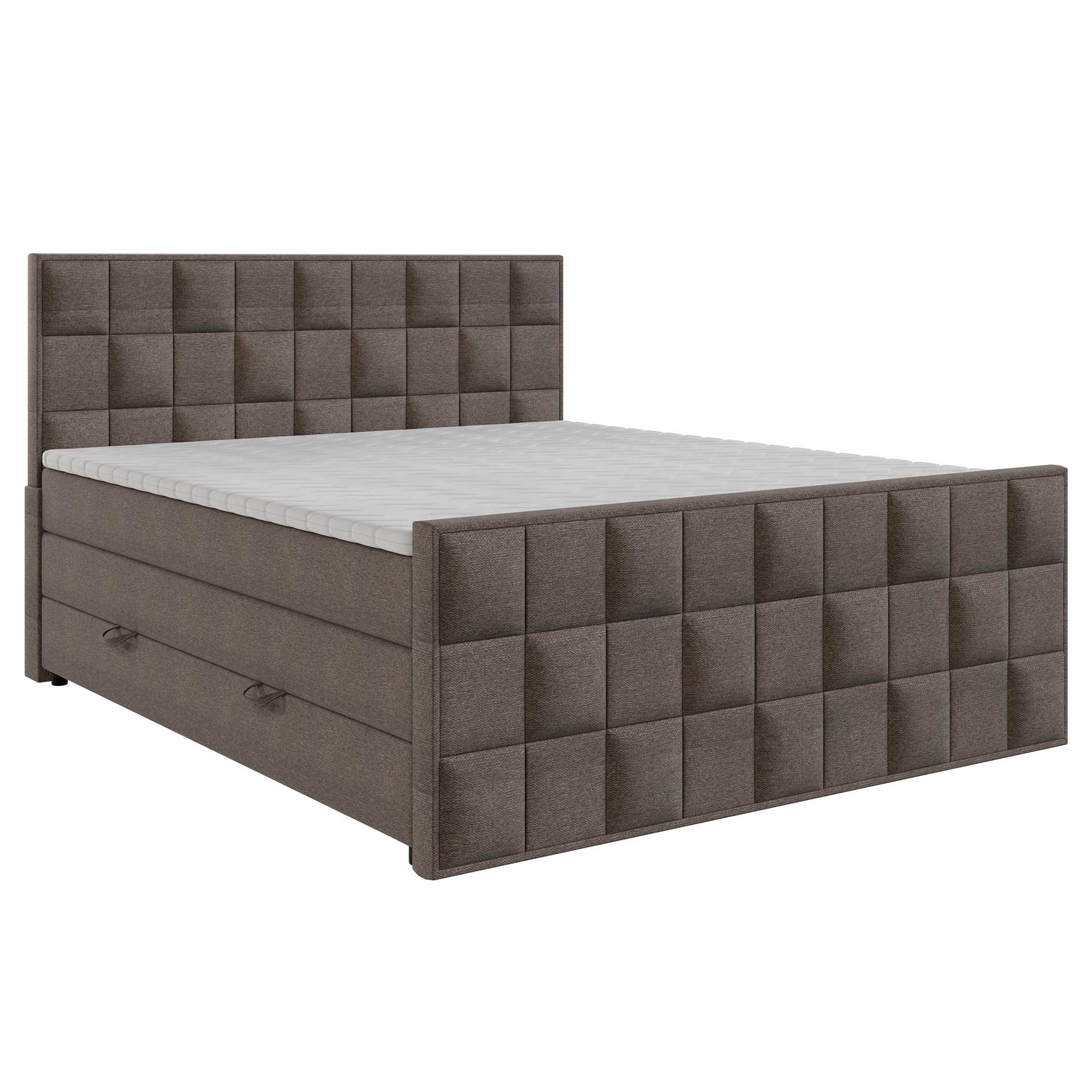 Boxspringbett - dunkelbraun - H3 - mit Bettkasten - 180x200 cm