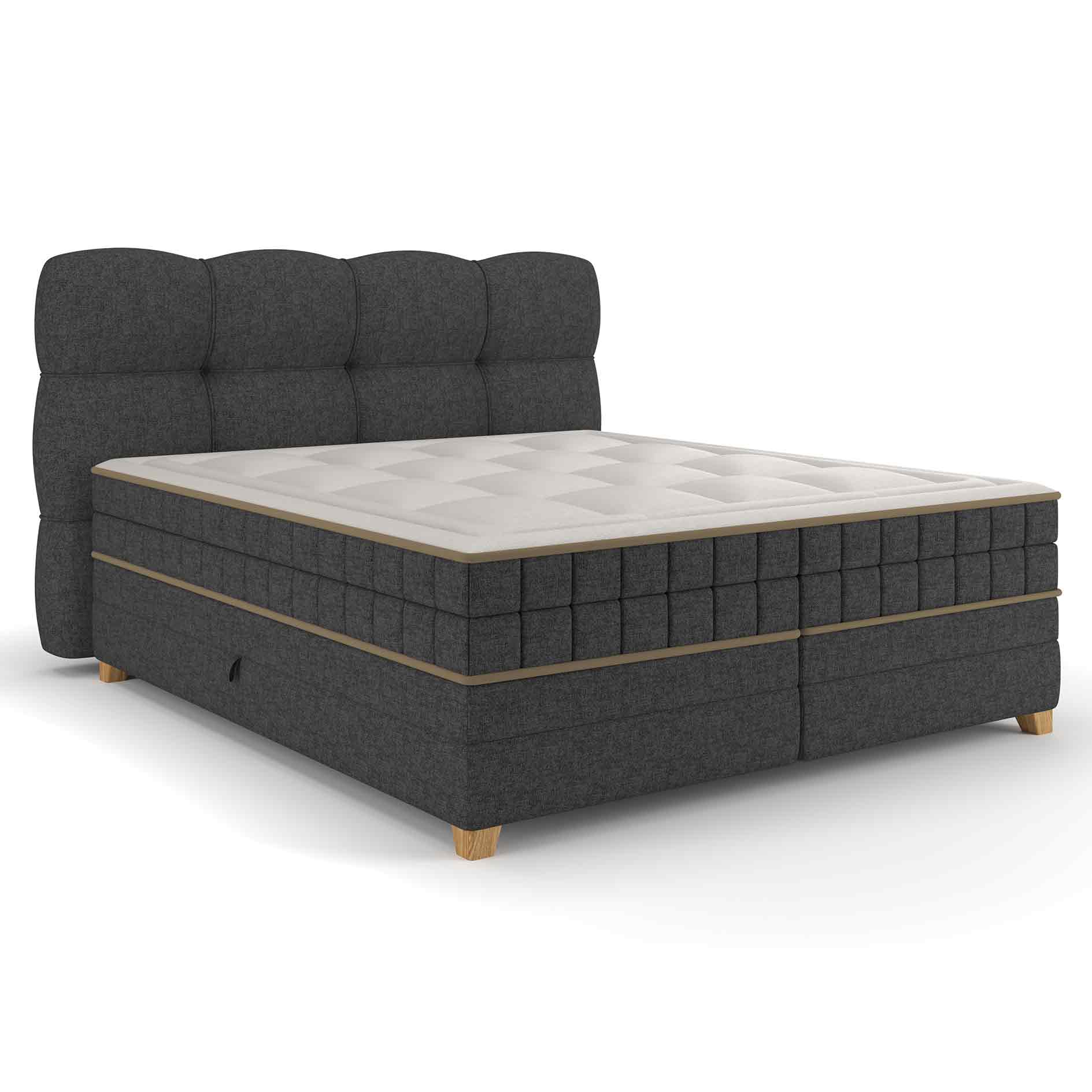 Boxspringbett - dunkelgrau - H2/H3 - Bettkasten - 160x220 cm