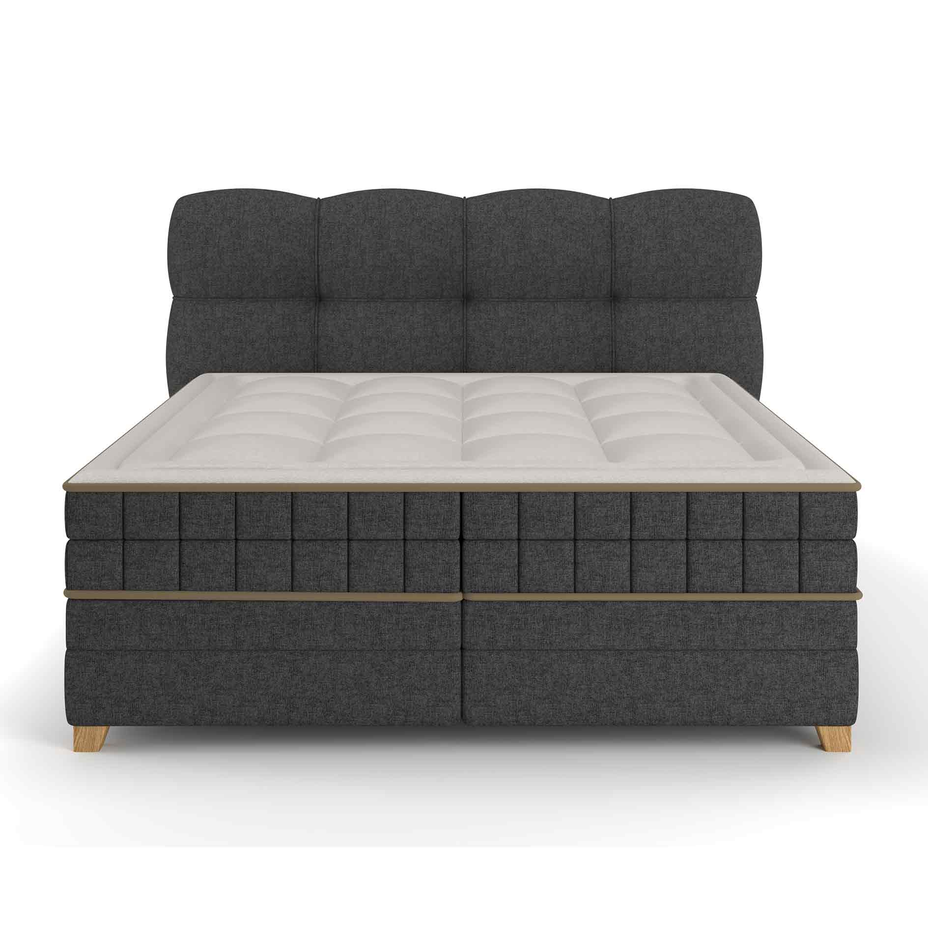 Boxspringbett - dunkelgrau - H2/H3 - Bettkasten - 160x220 cm