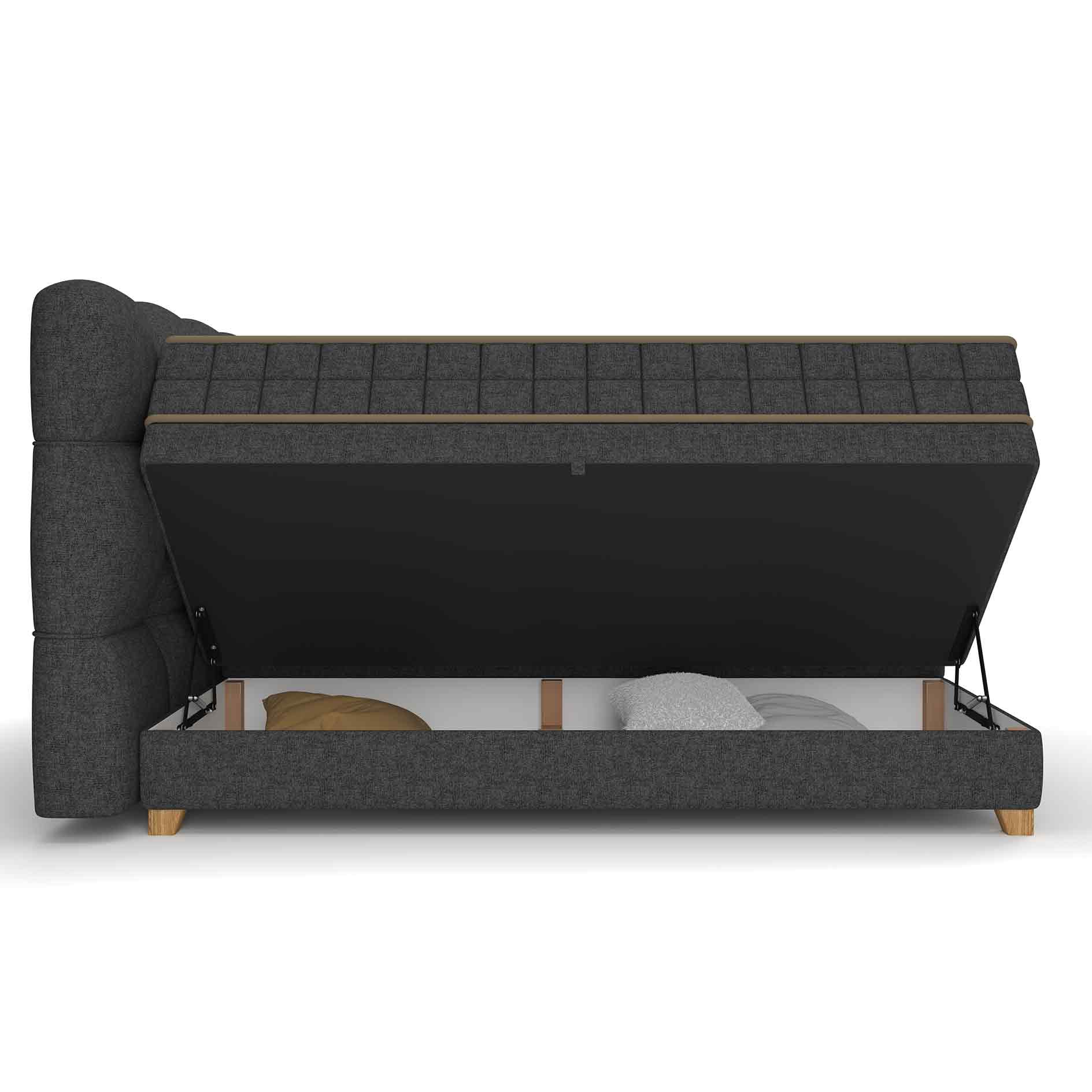 Boxspringbett - dunkelgrau - H2/H3 - Bettkasten - 160x220 cm