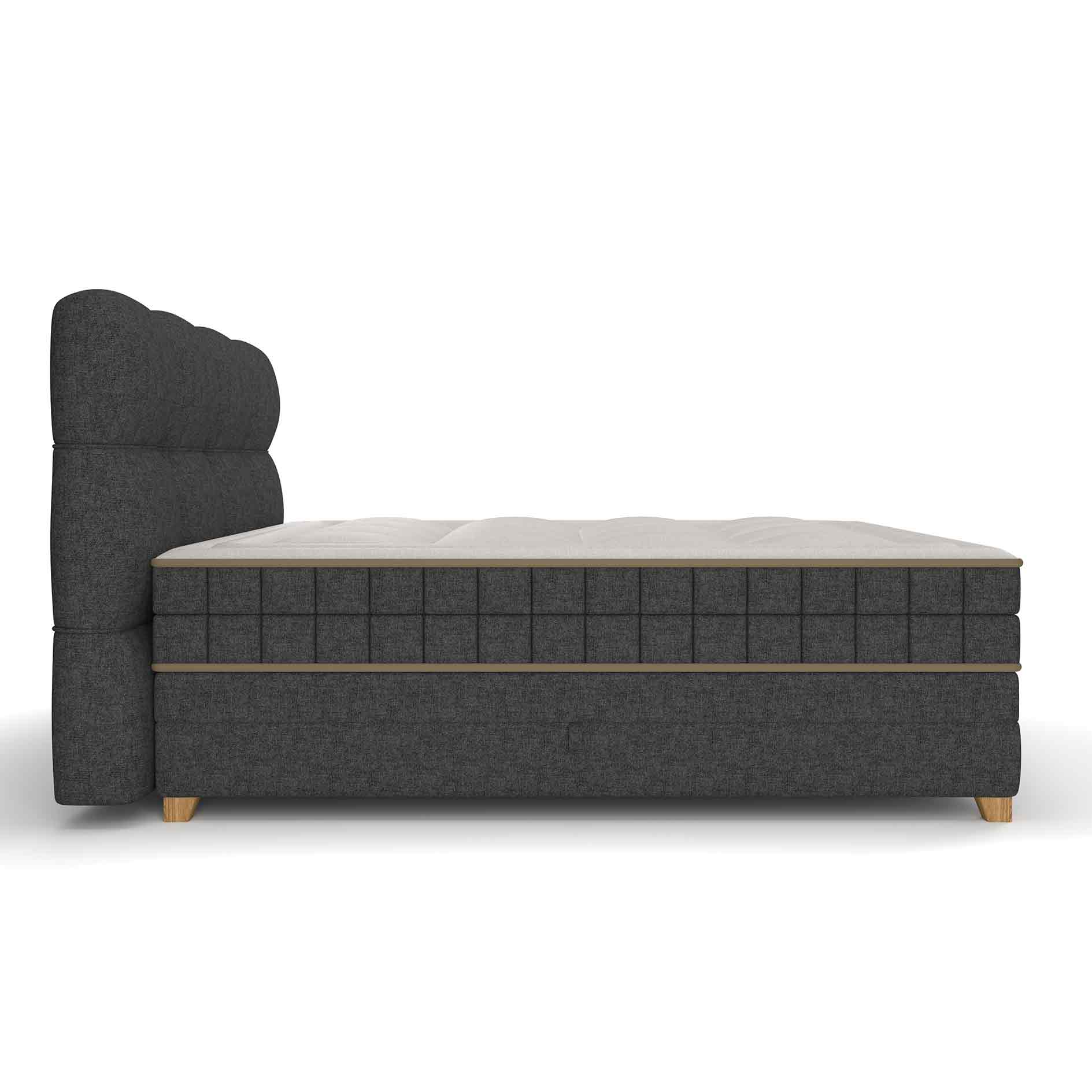 Boxspringbett - dunkelgrau - H2/H3 - Bettkasten - 160x220 cm