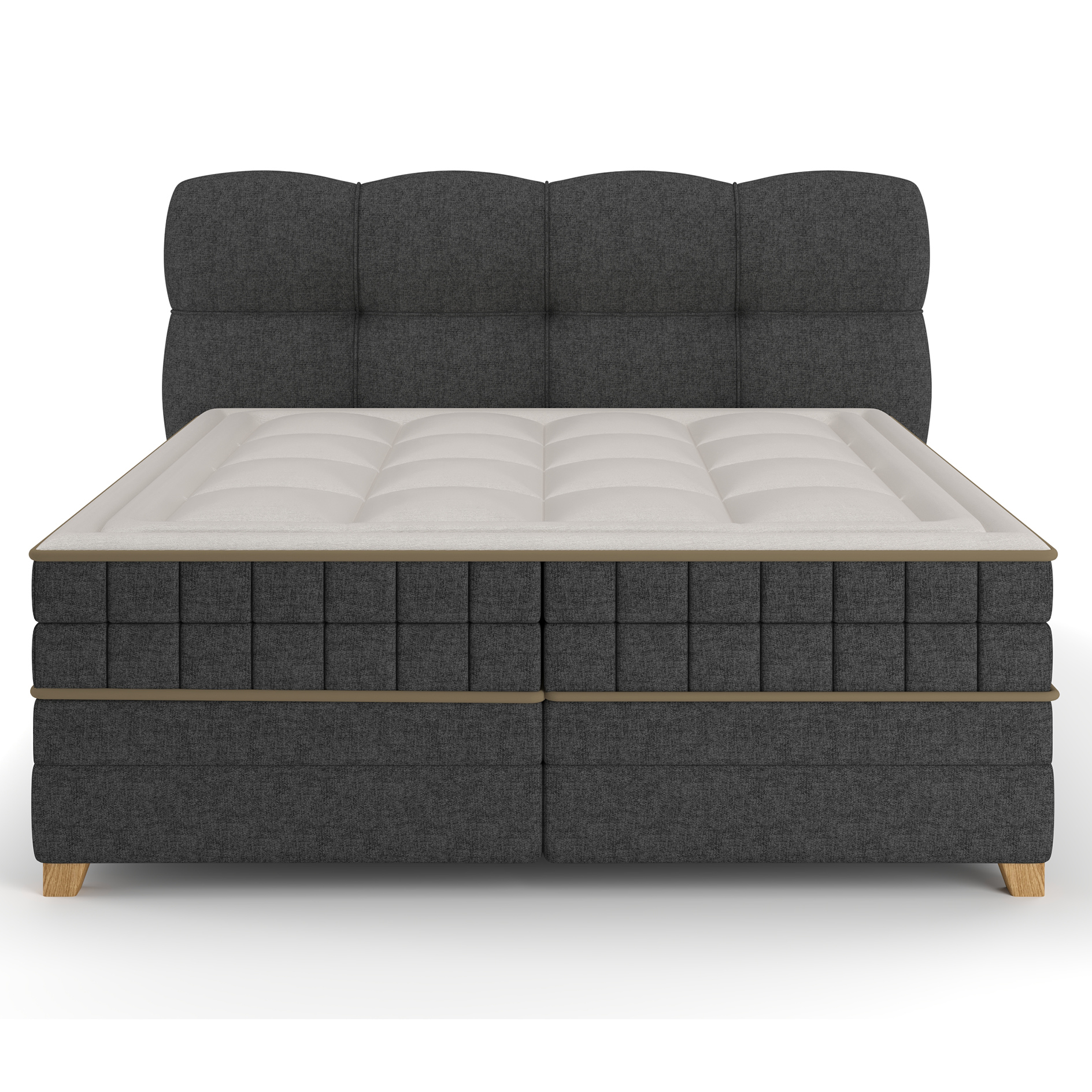 Boxspringbett - dunkelgrau - H2/H3 - Bettkasten - 180x200 cm