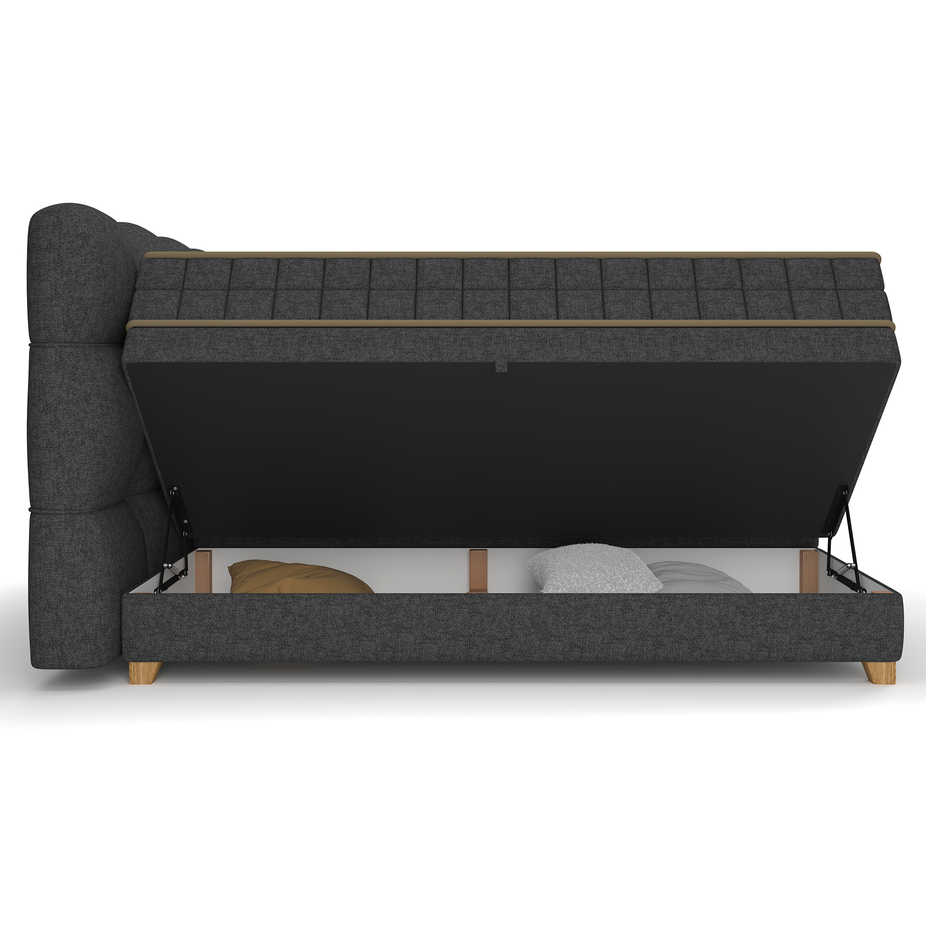 Boxspringbett - dunkelgrau - H2/H3 - Bettkasten - 180x200 cm