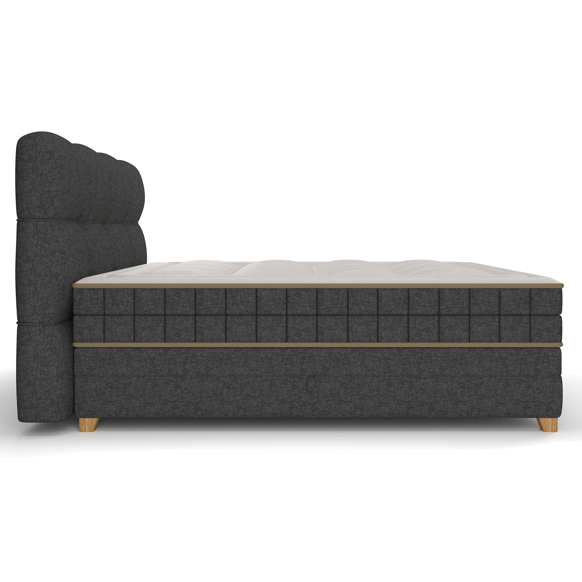 Boxspringbett - dunkelgrau - H2/H3 - Bettkasten - 180x200 cm