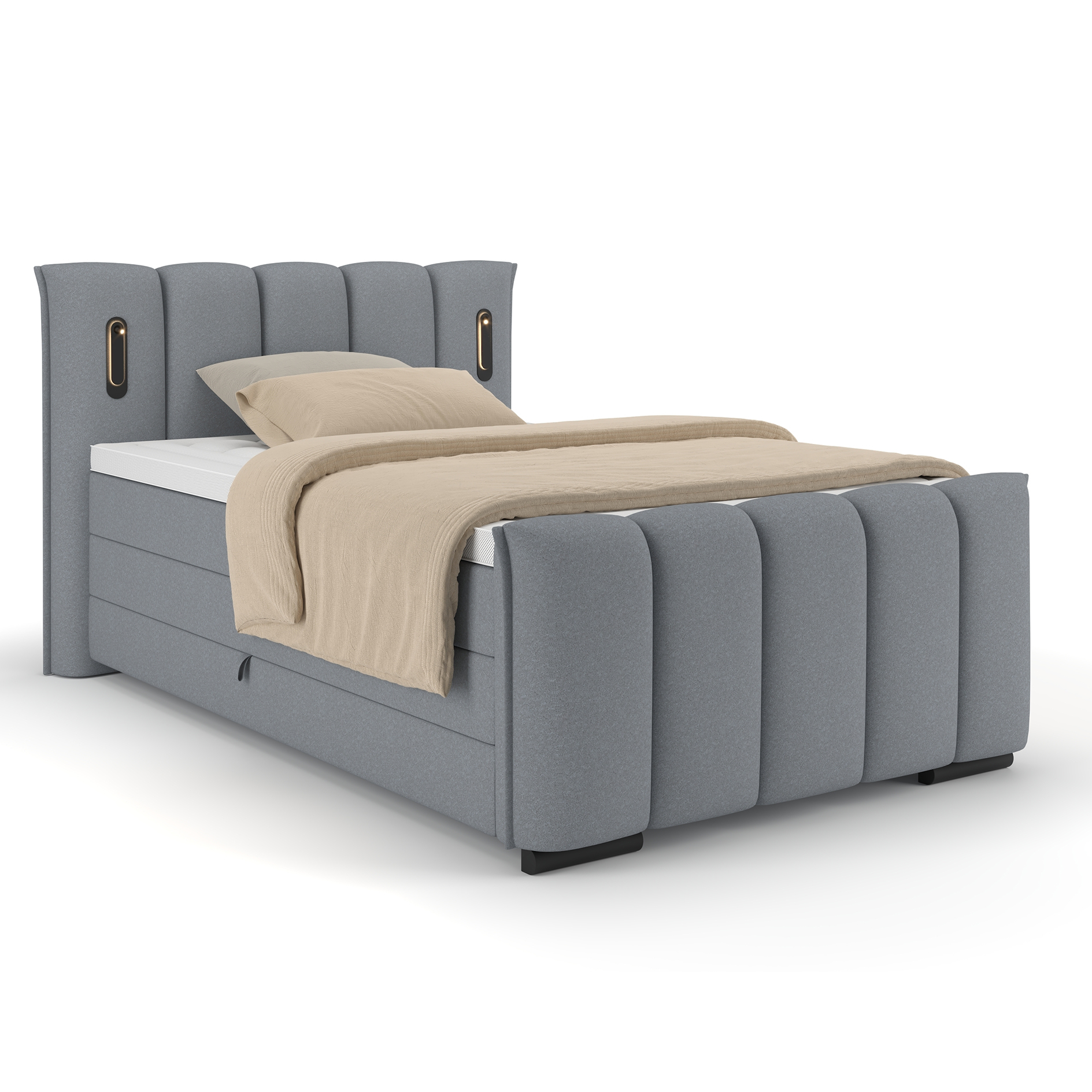 Boxspringbett - dunkelgrau - H2/H3 - inklusive Topper - 140x200 cm
