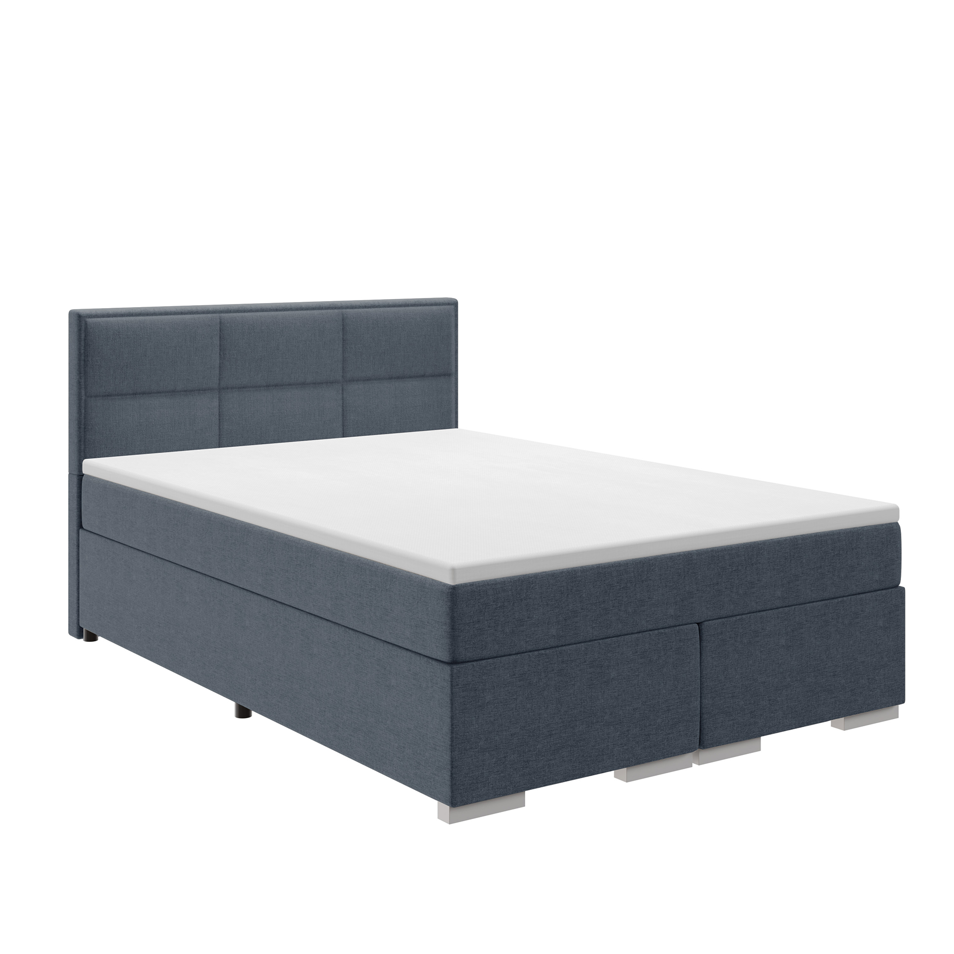 Boxspringbett - dunkelgrau - H2/H3 - mit Topper - 140x200 cm