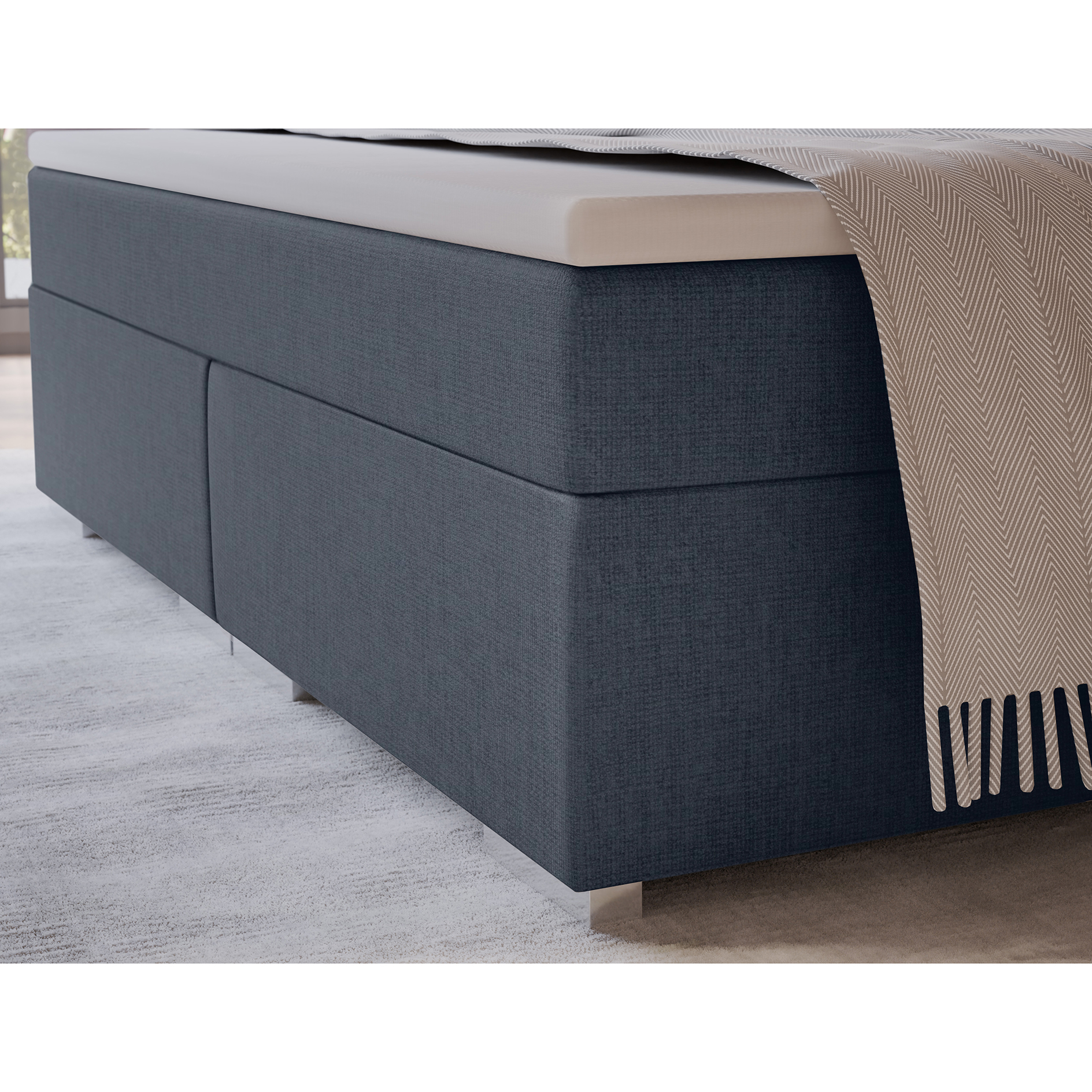 Boxspringbett - dunkelgrau - H2/H3 - mit Topper - 160x200 cm