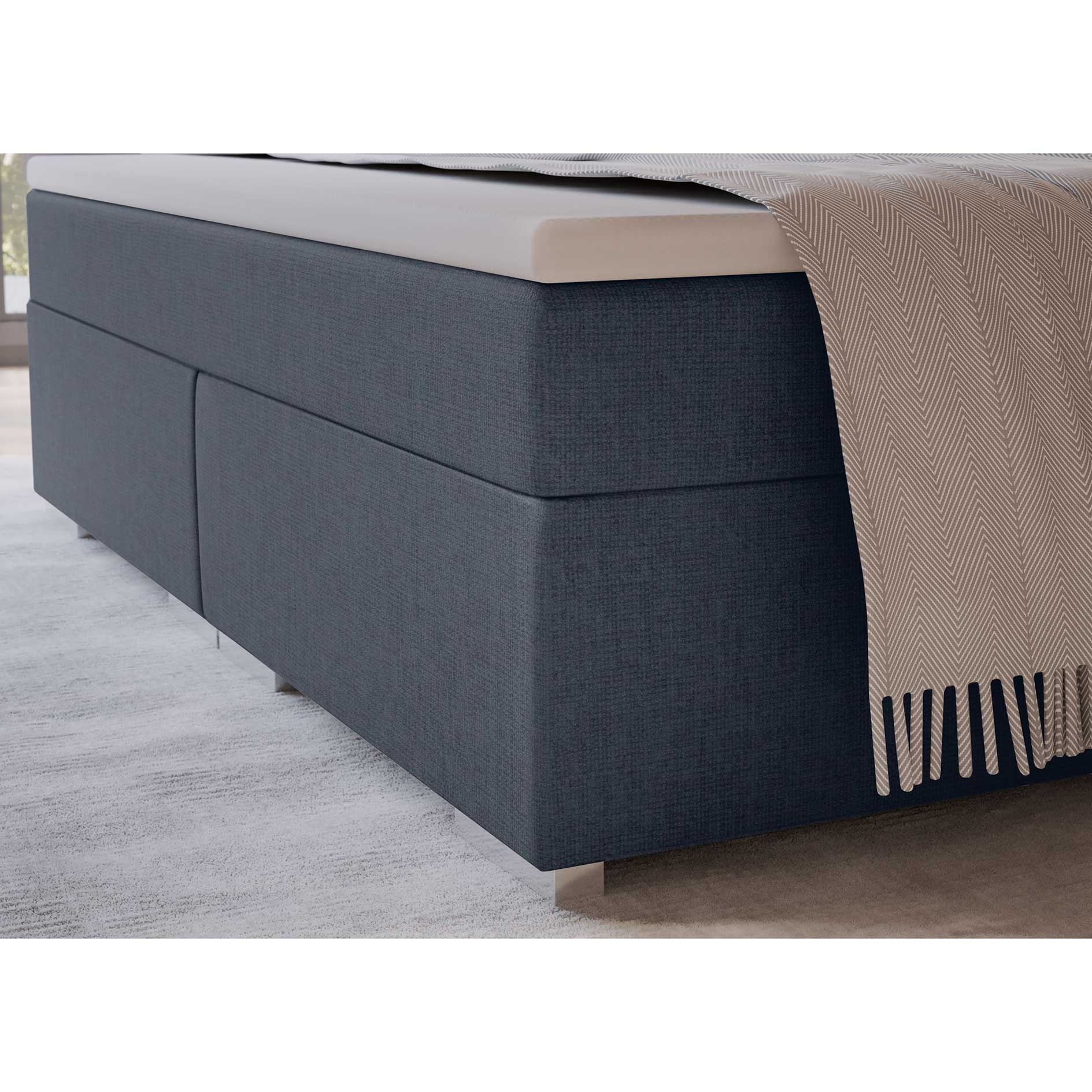 Boxspringbett - dunkelgrau - H2/H3 - mit Topper - 180x200 cm 