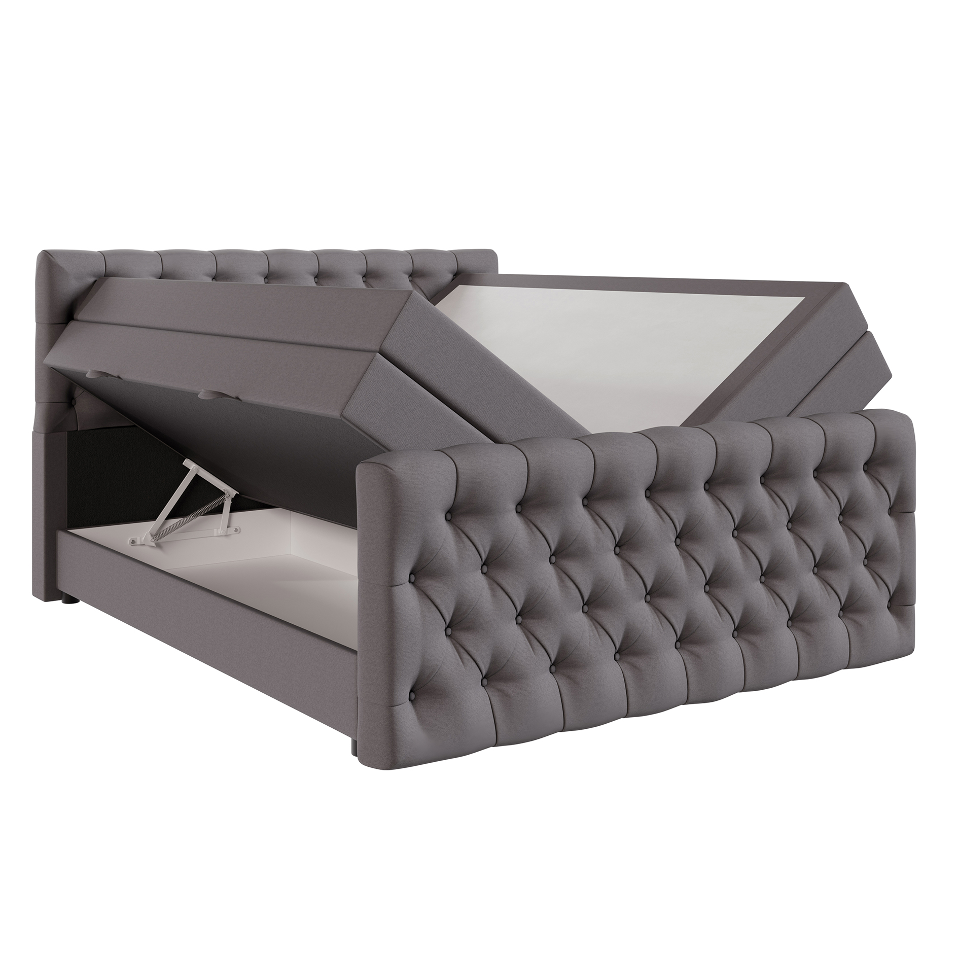 Boxspringbett - dunkelgrau - H3 - 140x200 cm