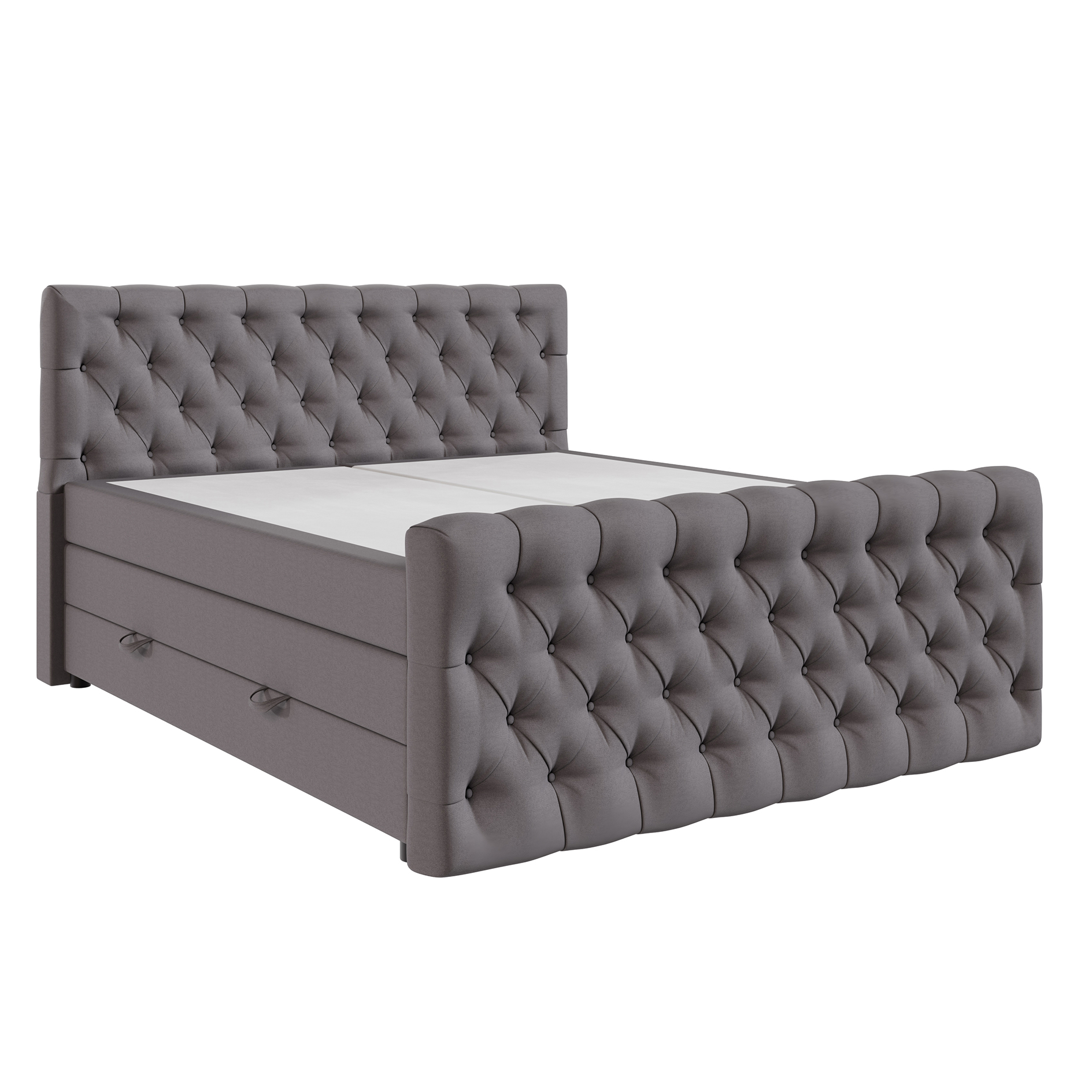 Boxspringbett - dunkelgrau - H3 - 140x200 cm