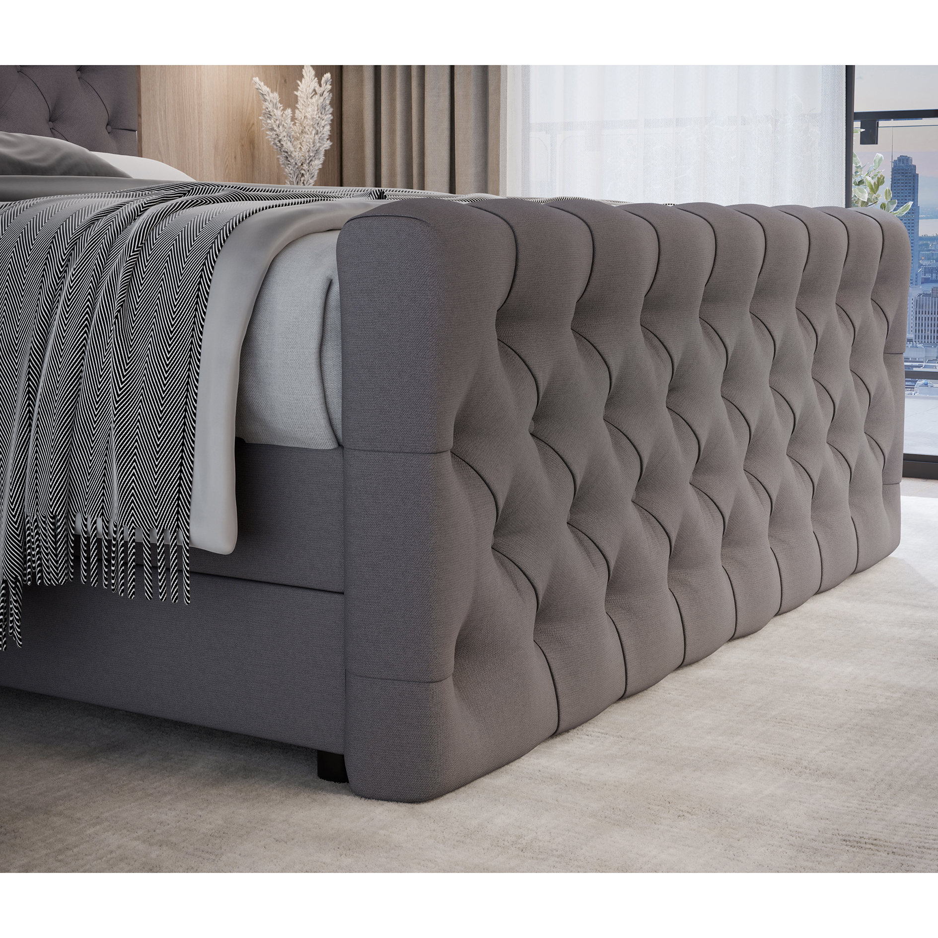 Boxspringbett - dunkelgrau - H3 - 140x200 cm