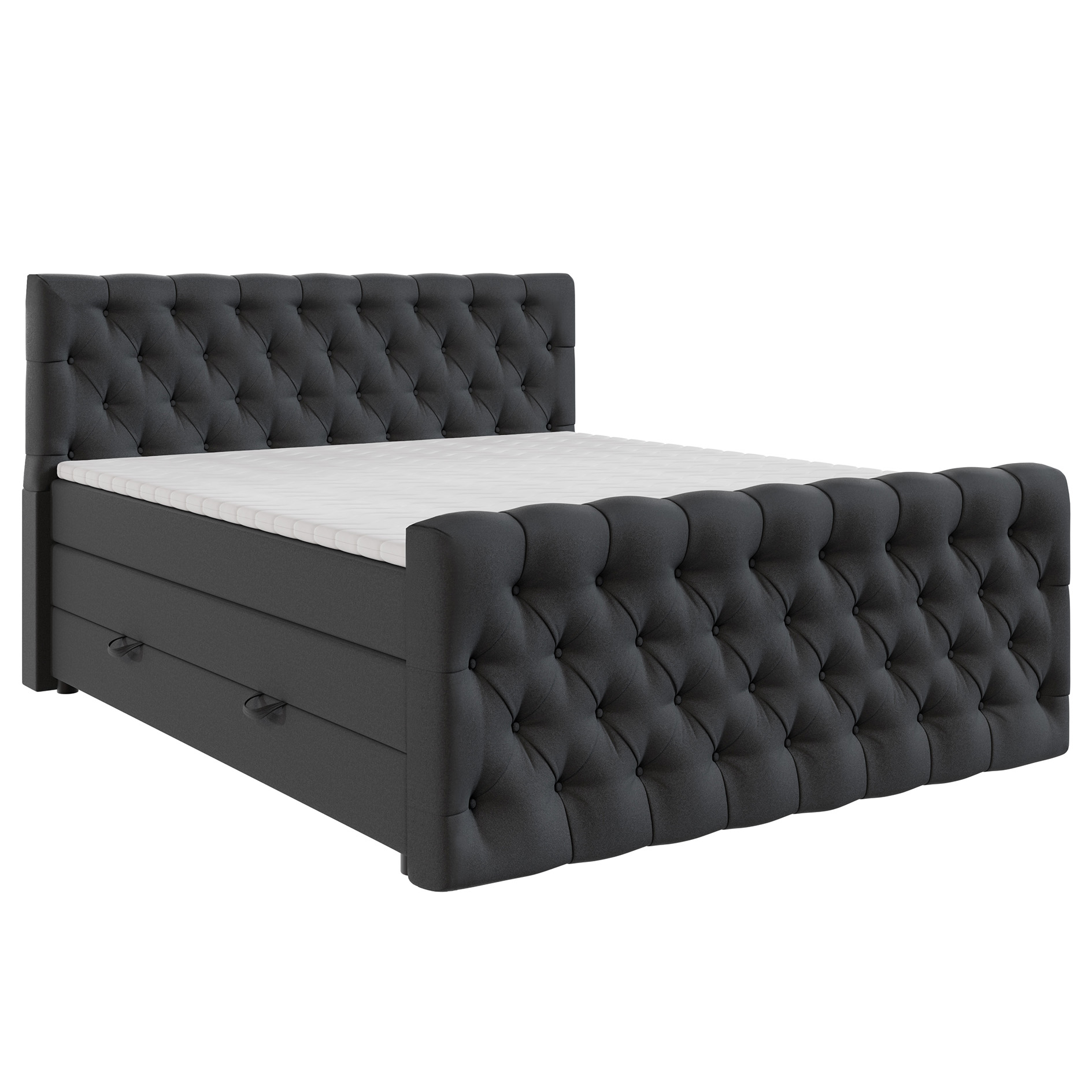 Boxspringbett - dunkelgrau - H3 - 140x200 cm