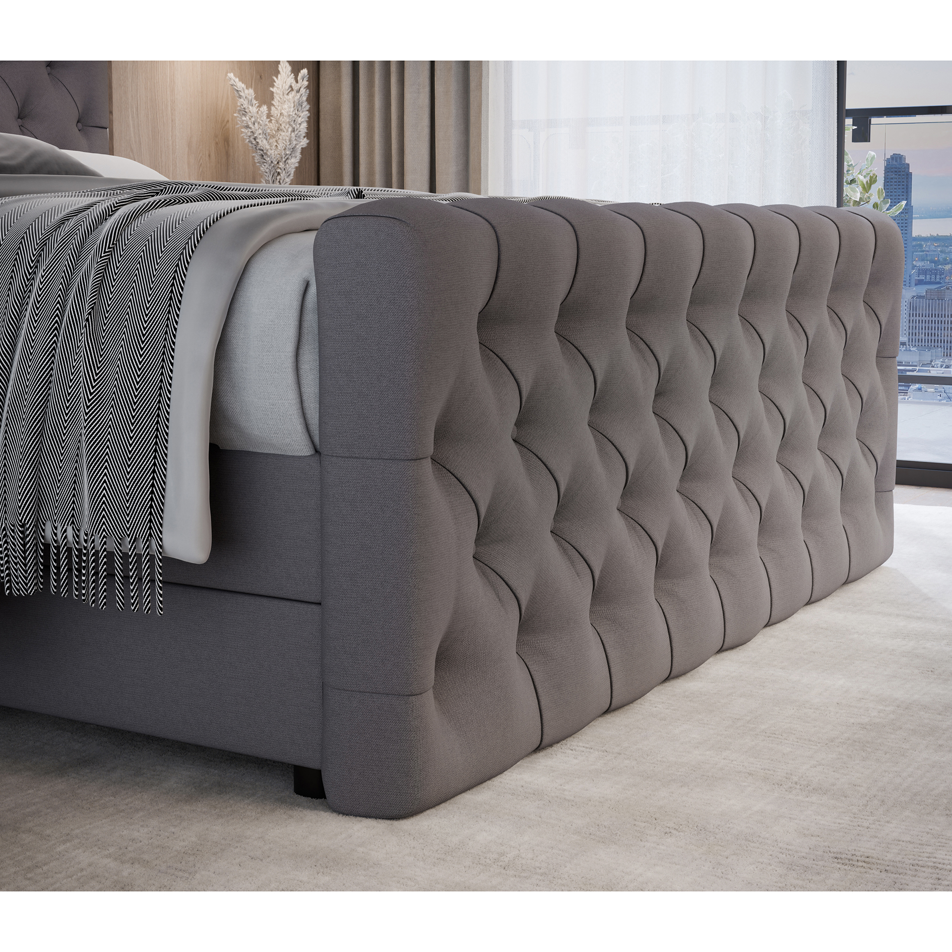 Boxspringbett - dunkelgrau - H3 - 180x200 cm