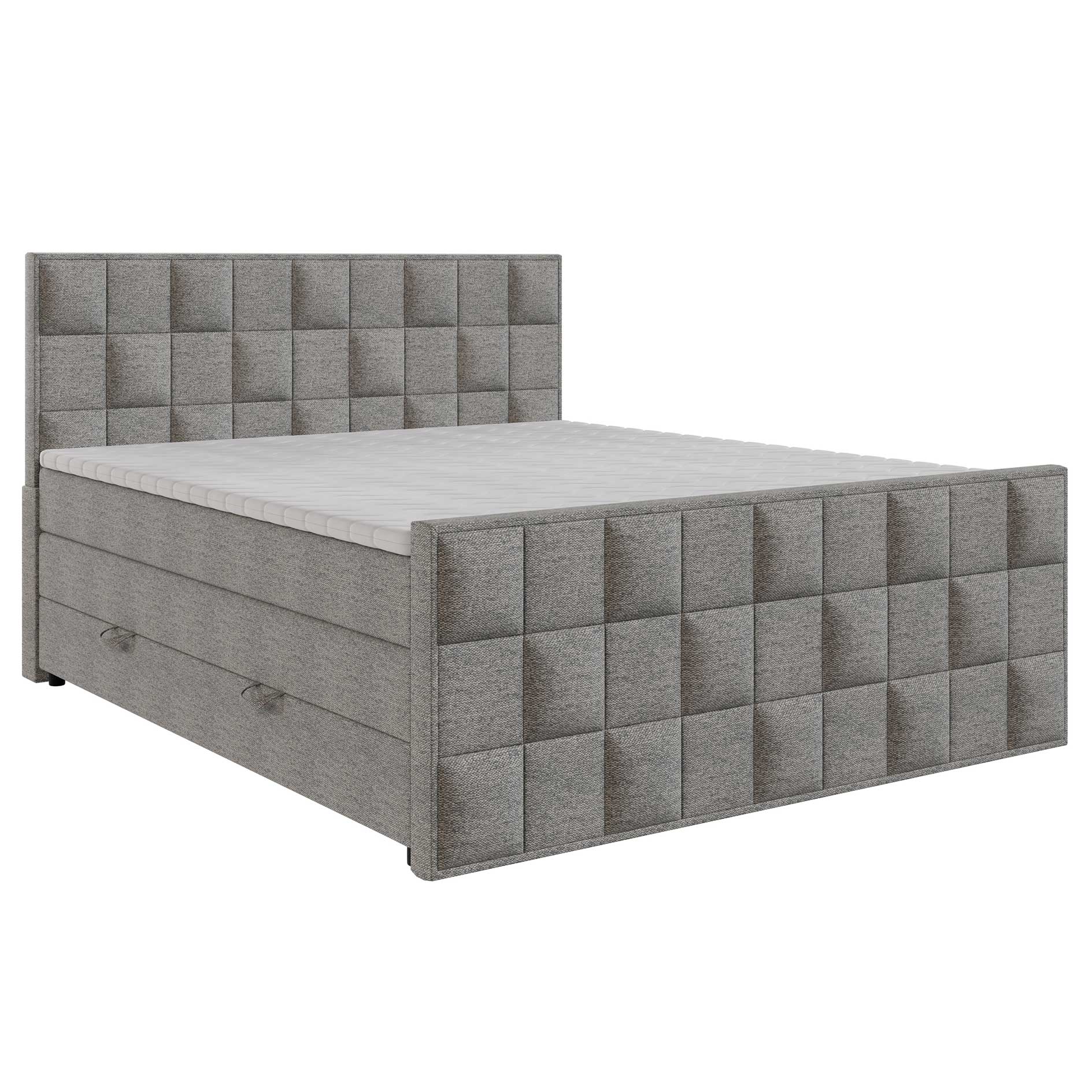 Boxspringbett - dunkelgrau - H3 - mit Bettkasten - 140x200 cm