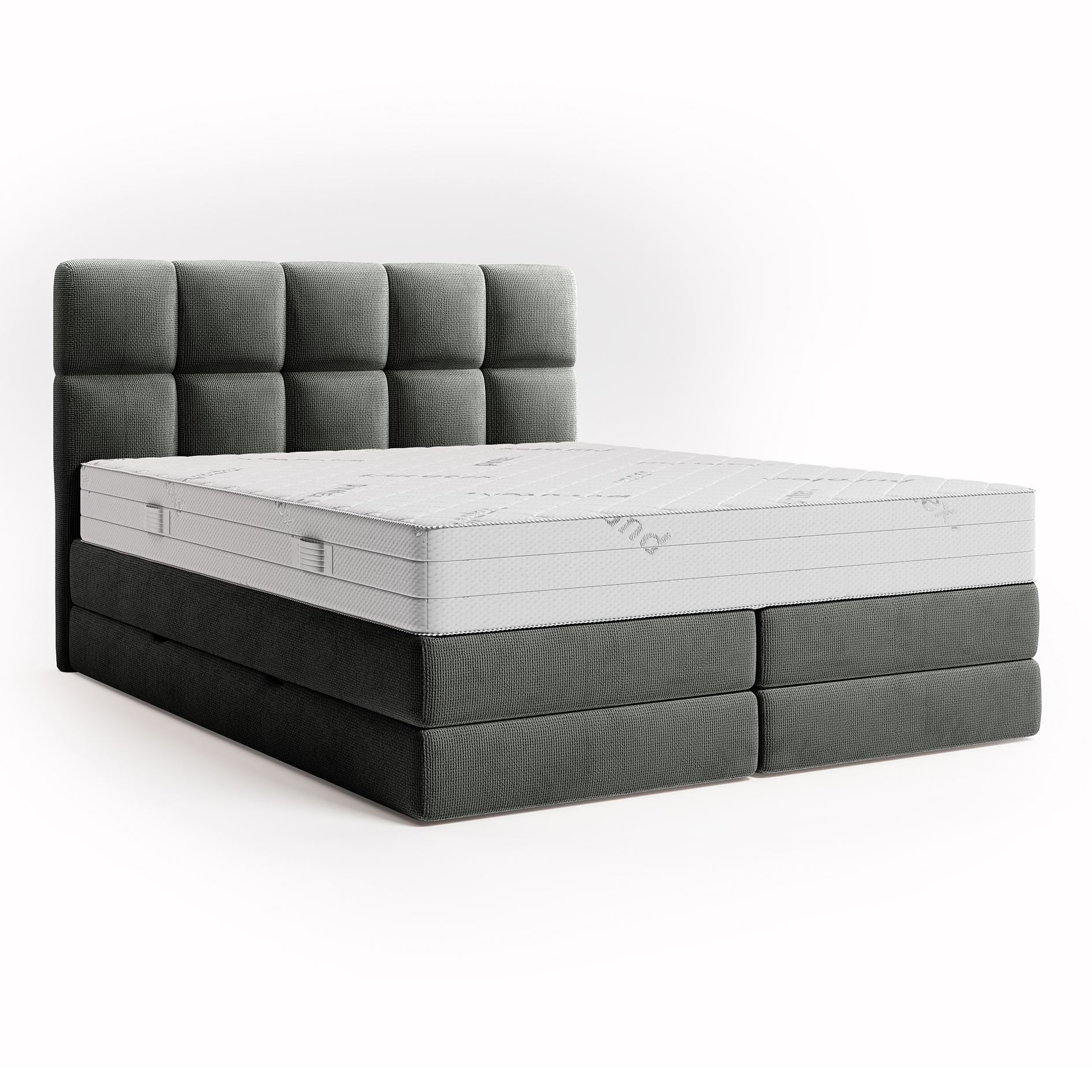 Boxspringbett - dunkelgrau - H3 - mit Bettkasten - 160x200 cm