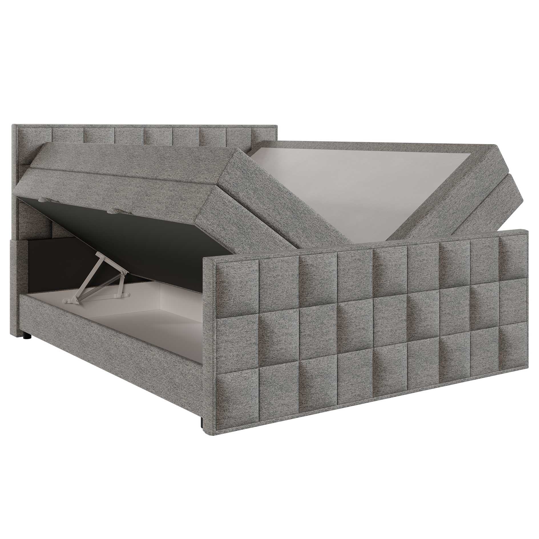 Boxspringbett - dunkelgrau - H3 - mit Bettkasten - 180x200 cm