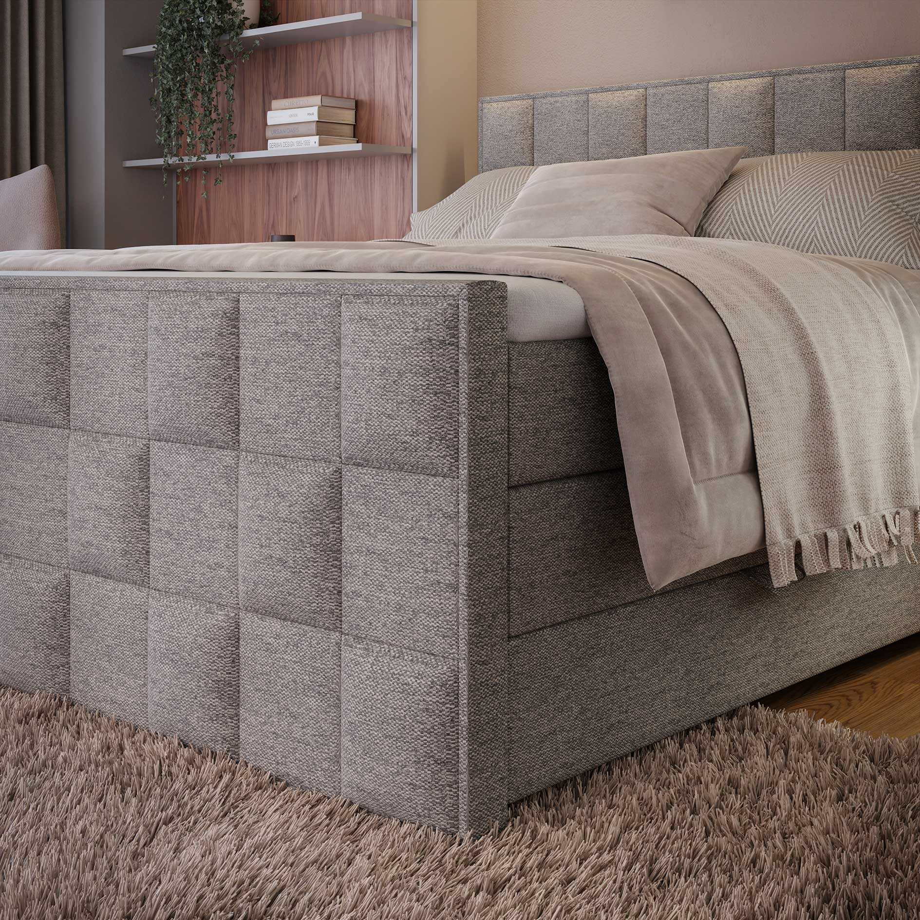 Boxspringbett - dunkelgrau - H3 - mit Bettkasten - 180x200 cm