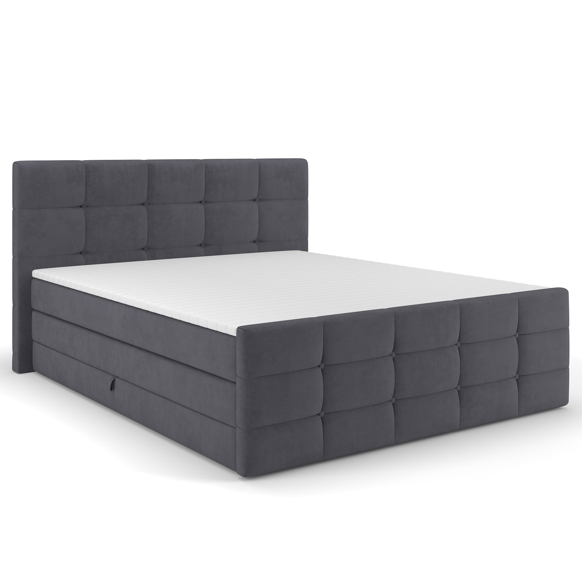Boxspringbett - dunkelgrau - mit Bettkasten - H2 - 180x200 cm