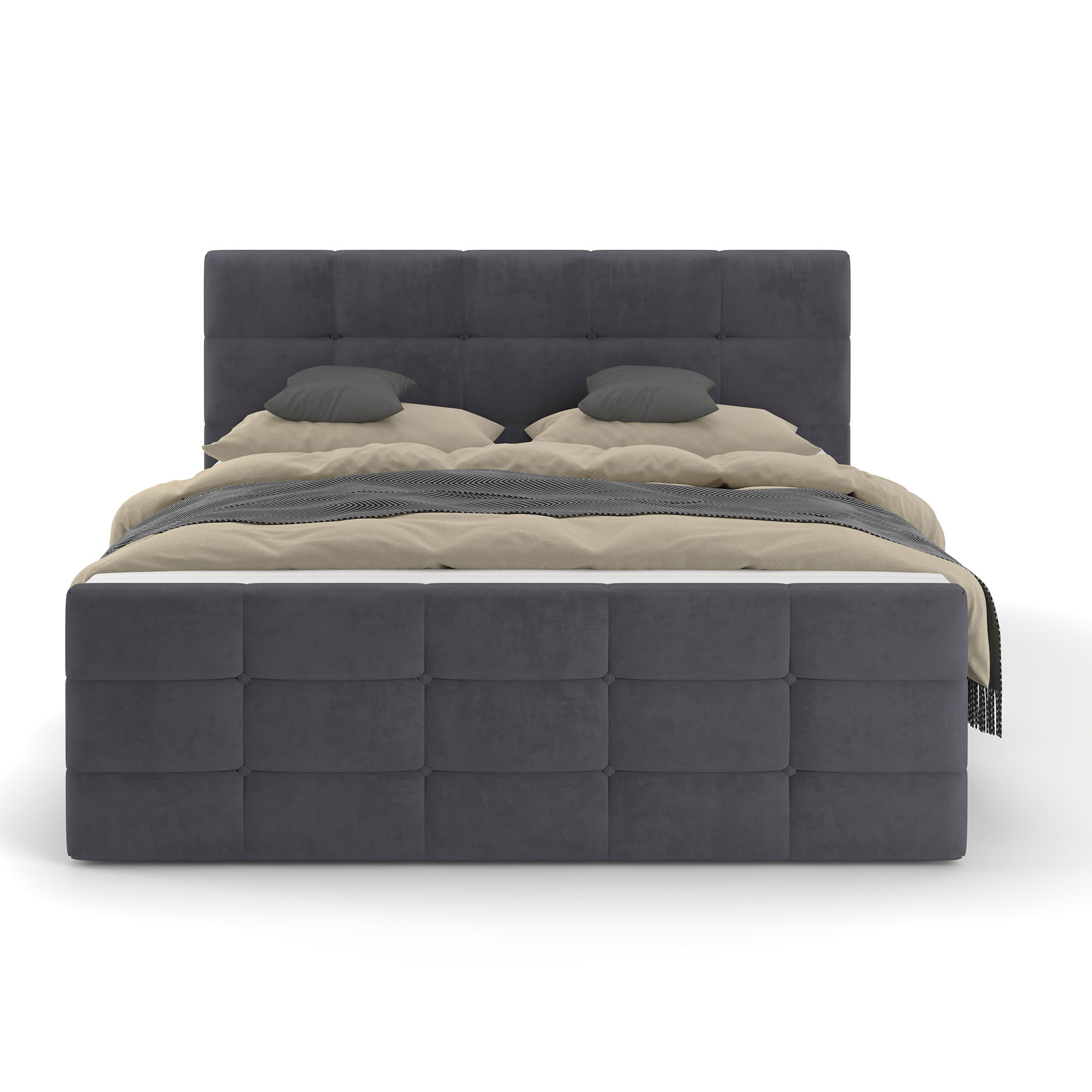 Boxspringbett - dunkelgrau - mit Bettkasten - H2 - 180x200 cm