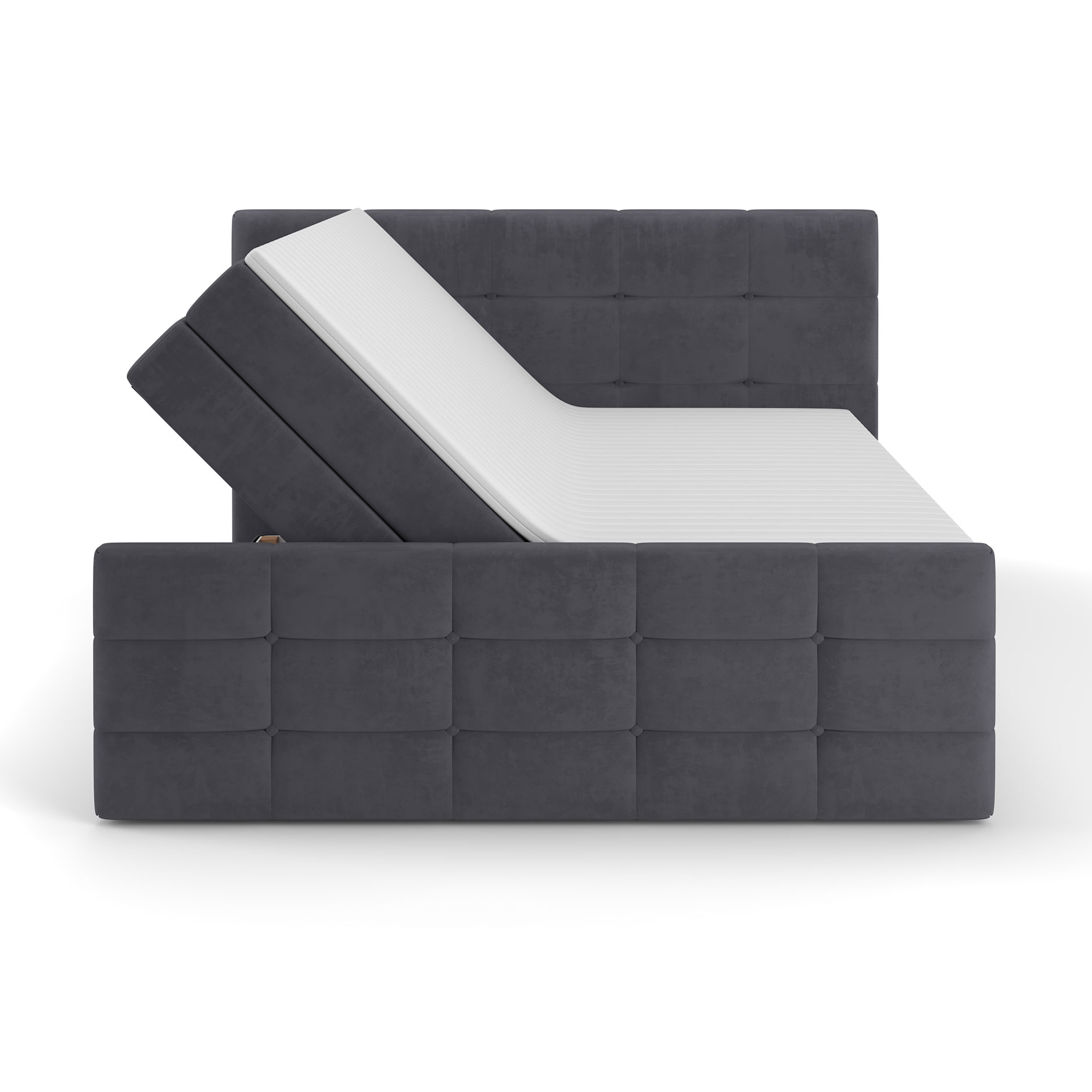 Boxspringbett - dunkelgrau - mit Bettkasten - H2 - 180x200 cm