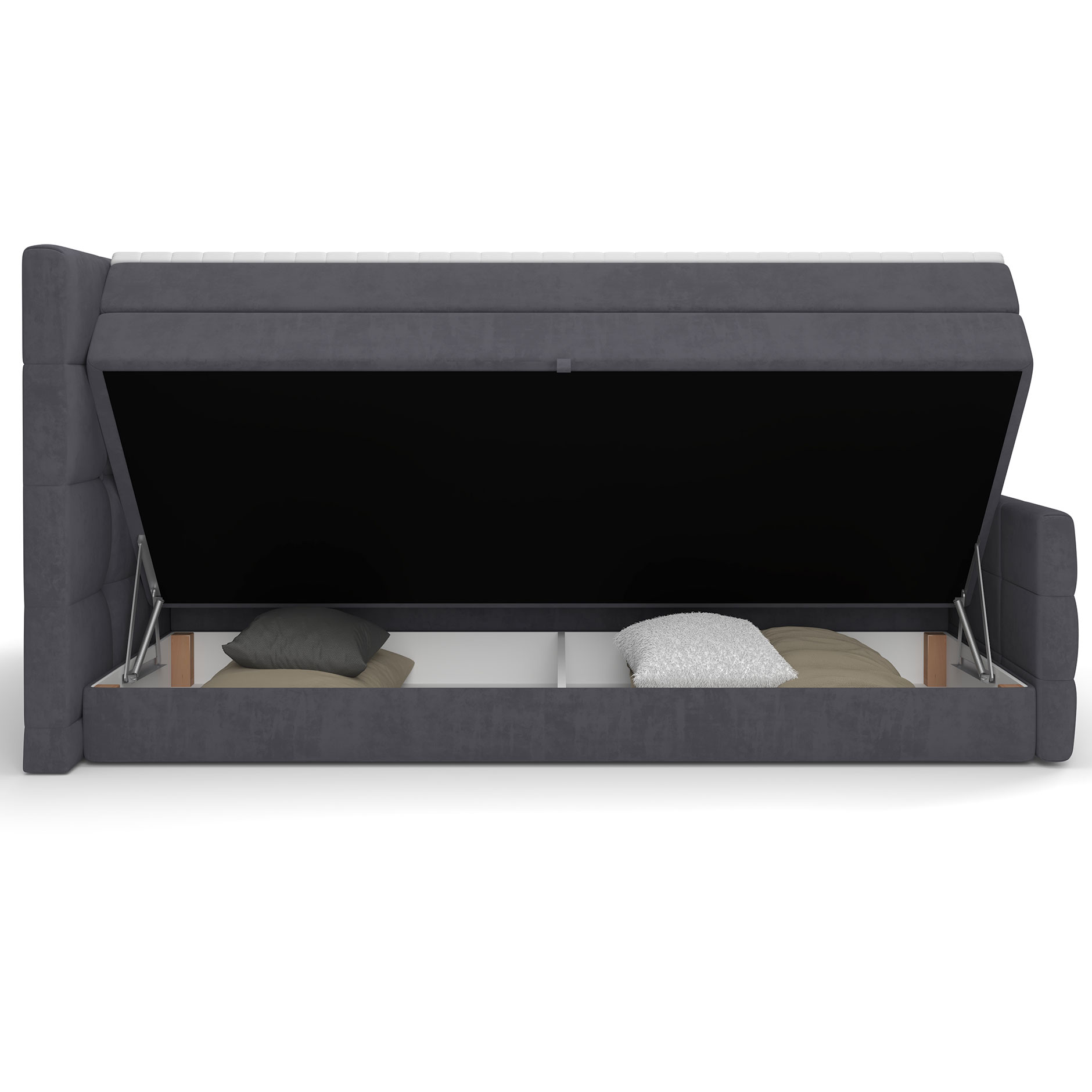 Boxspringbett - dunkelgrau - mit Bettkasten - H2 - 180x200 cm