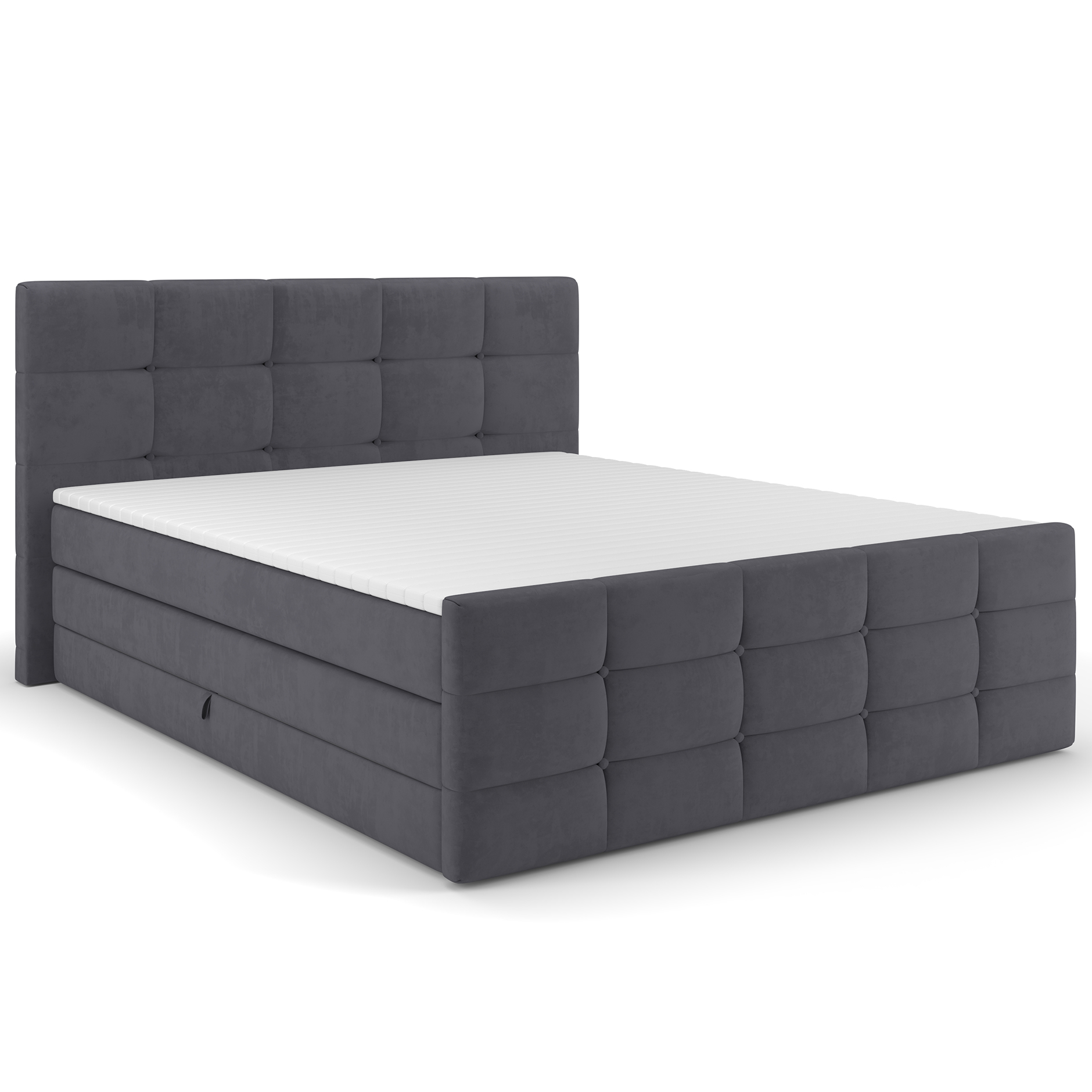 Boxspringbett - dunkelgrau - mit Bettkasten - H2/H3 - 180x200 cm