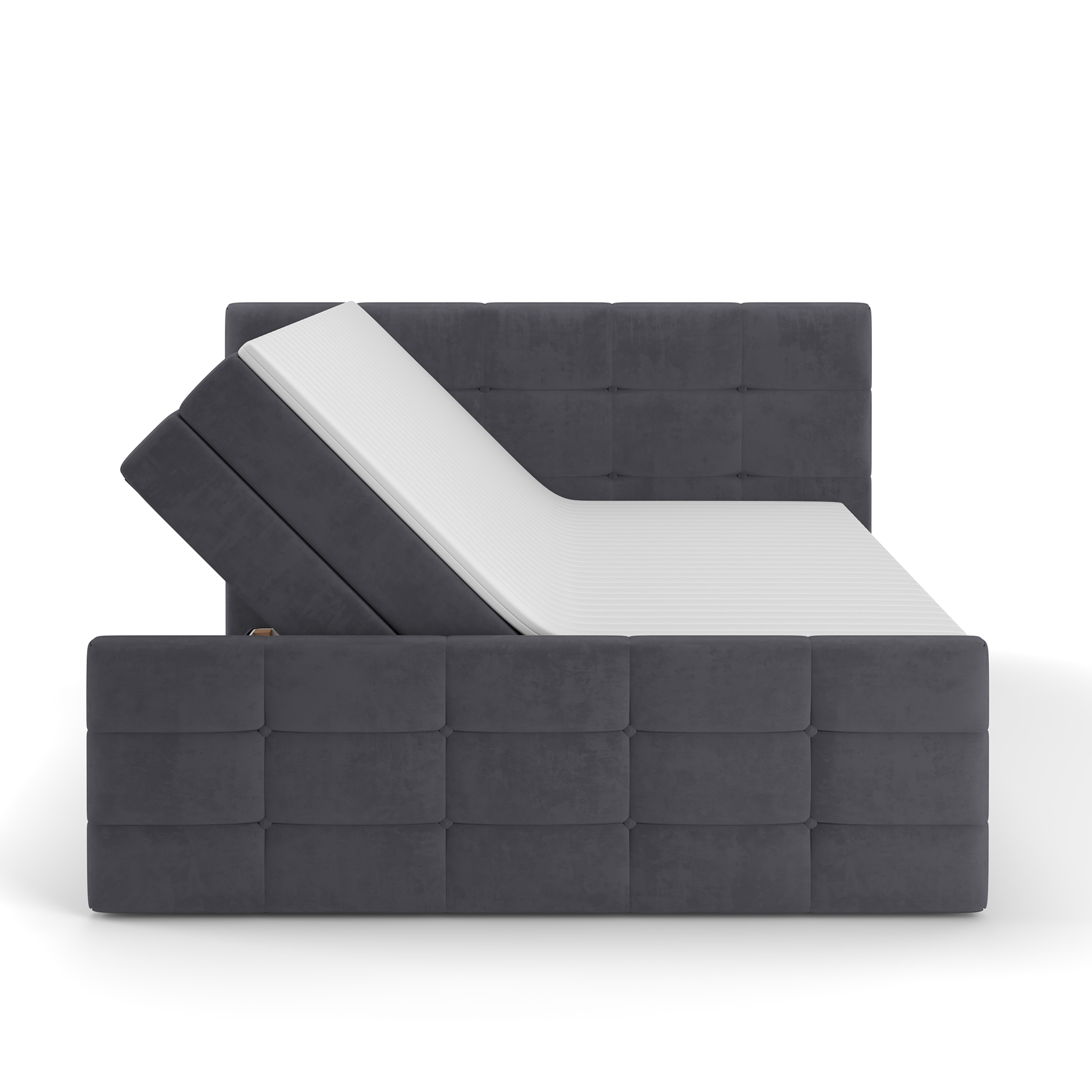 Boxspringbett - dunkelgrau - mit Bettkasten - H2/H3 - 180x200 cm