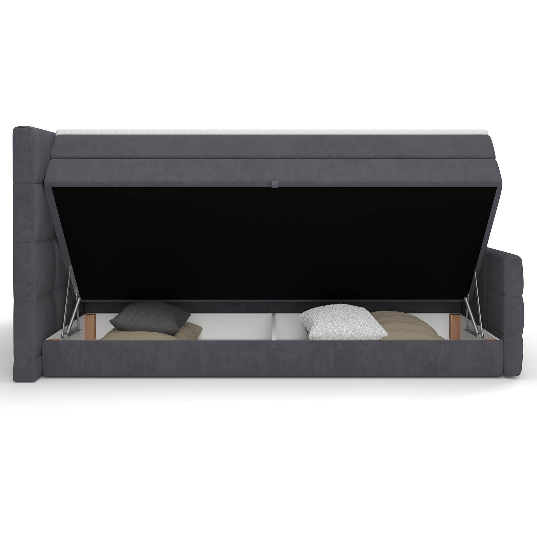Boxspringbett - dunkelgrau - mit Bettkasten - H2/H3 - 180x200 cm