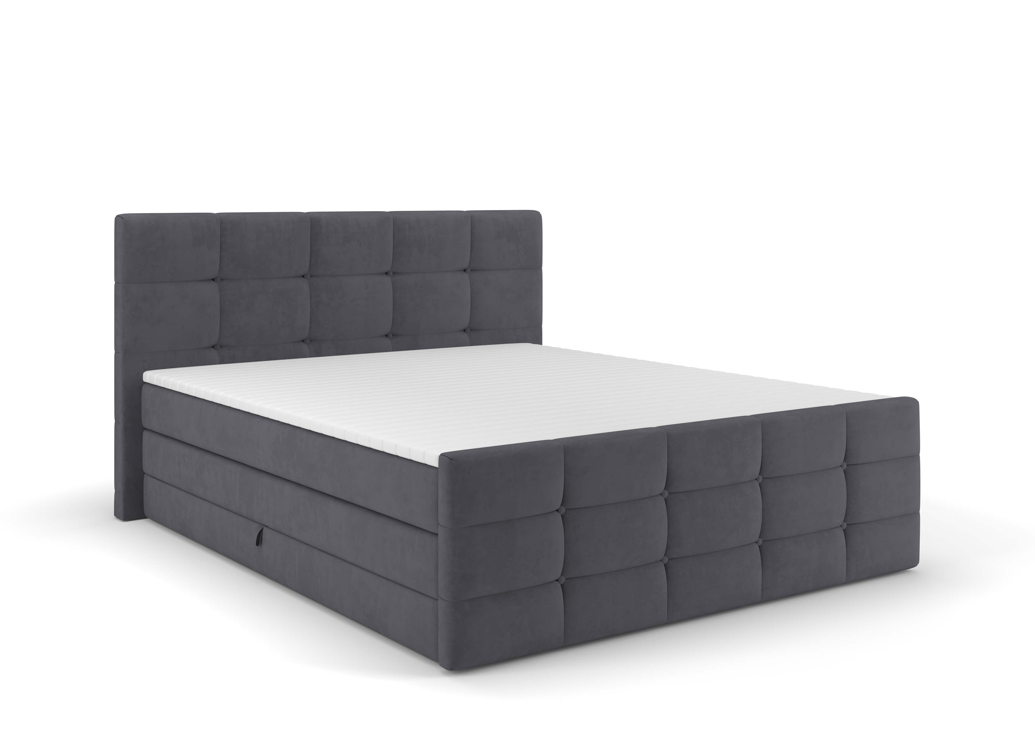 Boxspringbett - dunkelgrau - mit Bettkasten - H2/H3 - 180x200 cm