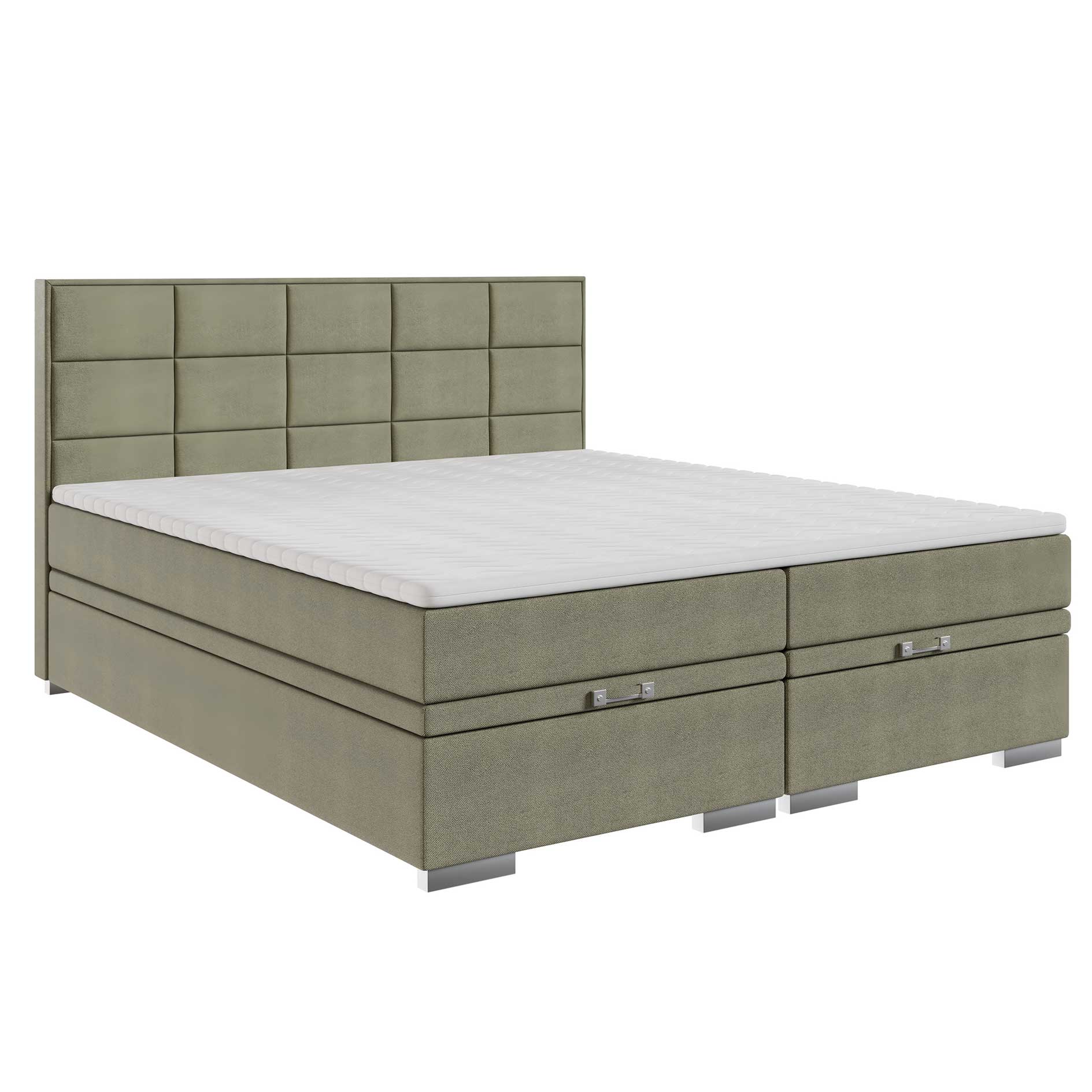 Boxspringbett - dunkelgrün - H3 - mit Bettkasten - 140x200 cm