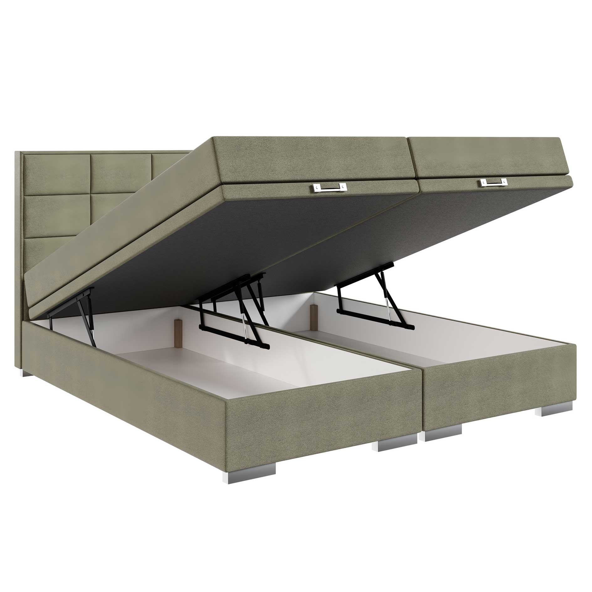Boxspringbett - dunkelgrün - H3 - mit Bettkasten - 160x200 cm