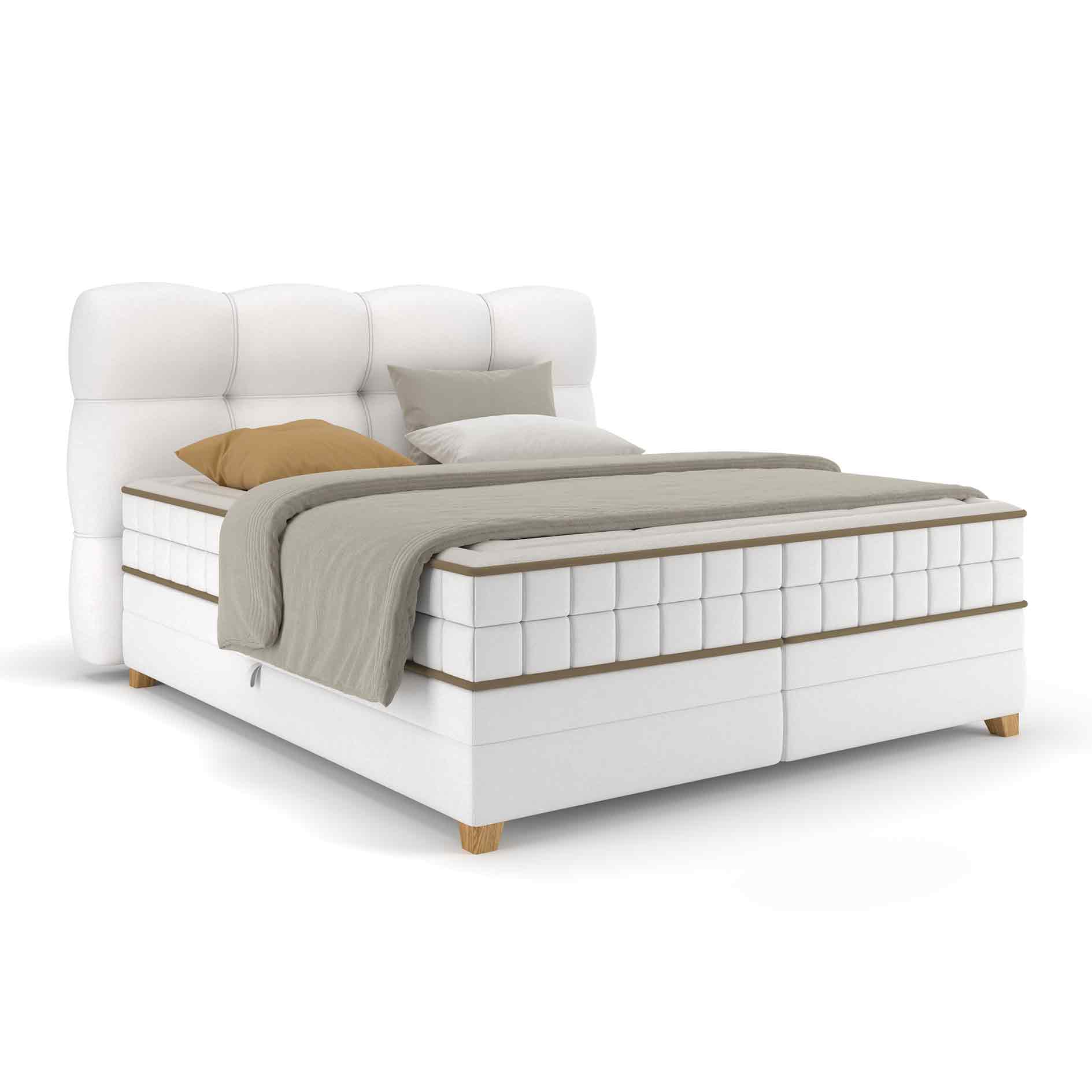 Boxspringbett - elfenbein - H2/H3 - Bettkasten - 160x220 cm