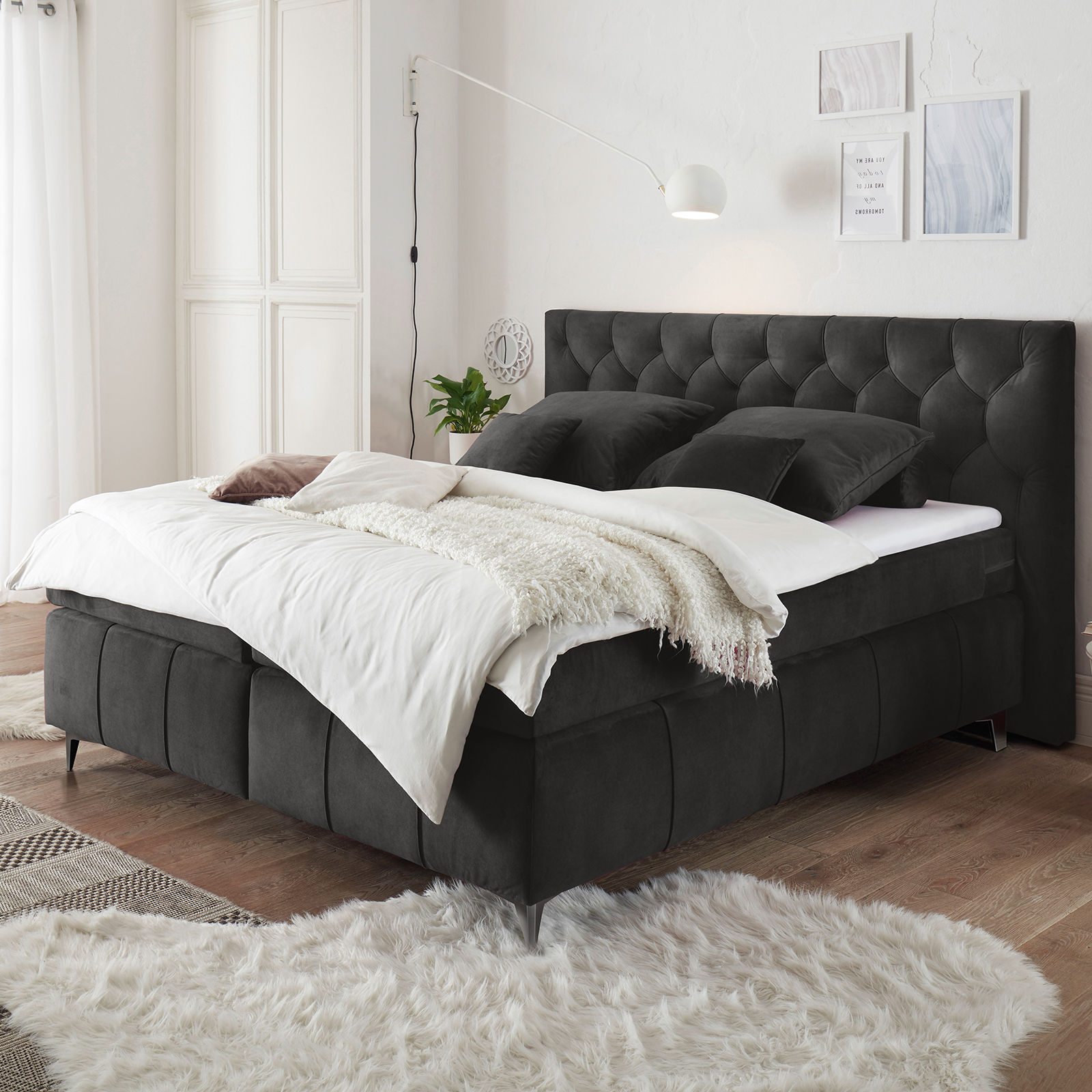  Boxspringbett - espresso - Tonnentaschenfederkern - H2 - 180x200 cm