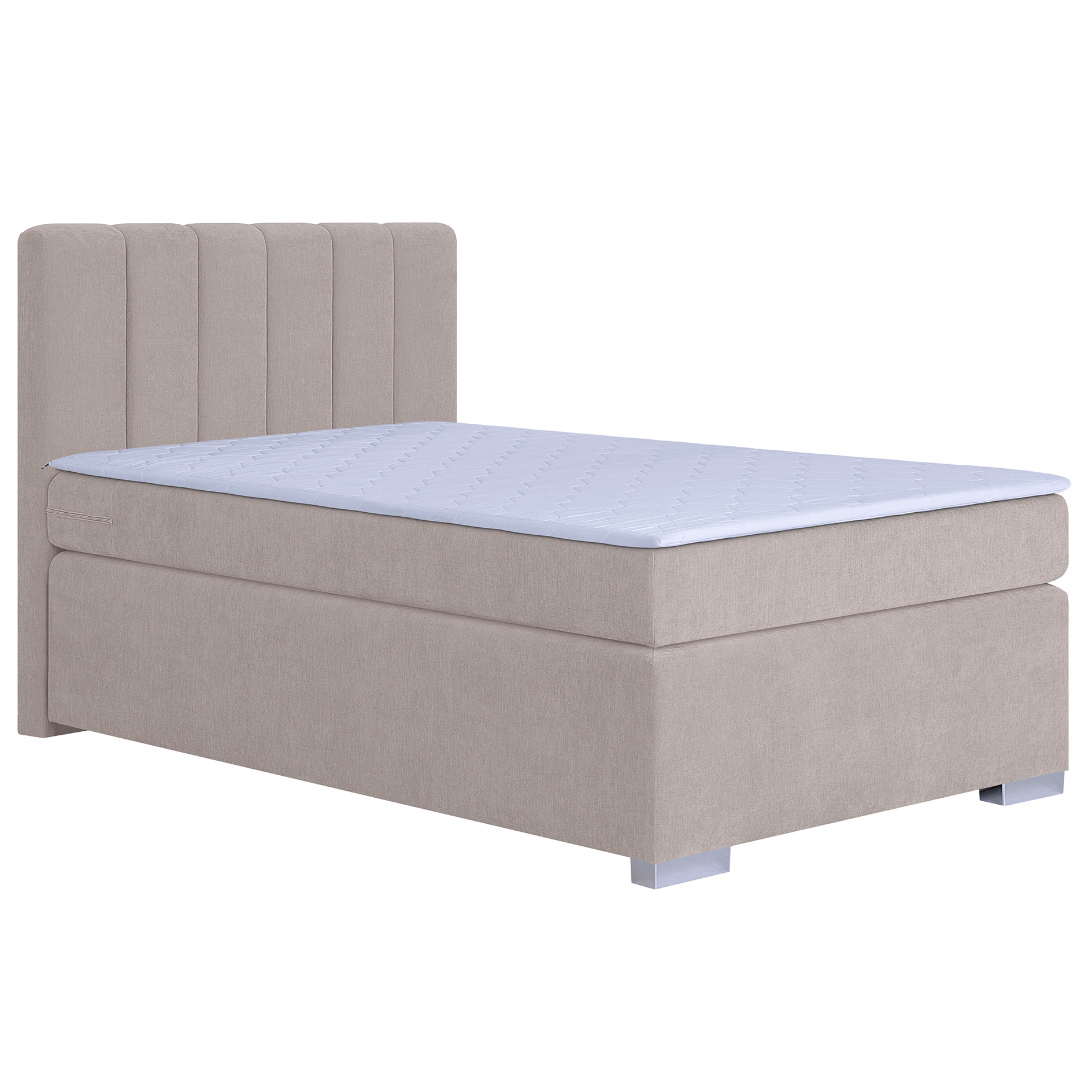 Boxspringbett - grau-beige - H3 - Federkernmatratze - mit Topper - 120x200 cm