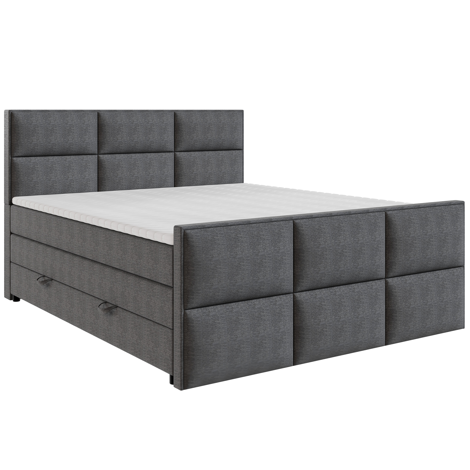 Boxspringbett - grau - Bettkasten - H3 - 140x200 cm