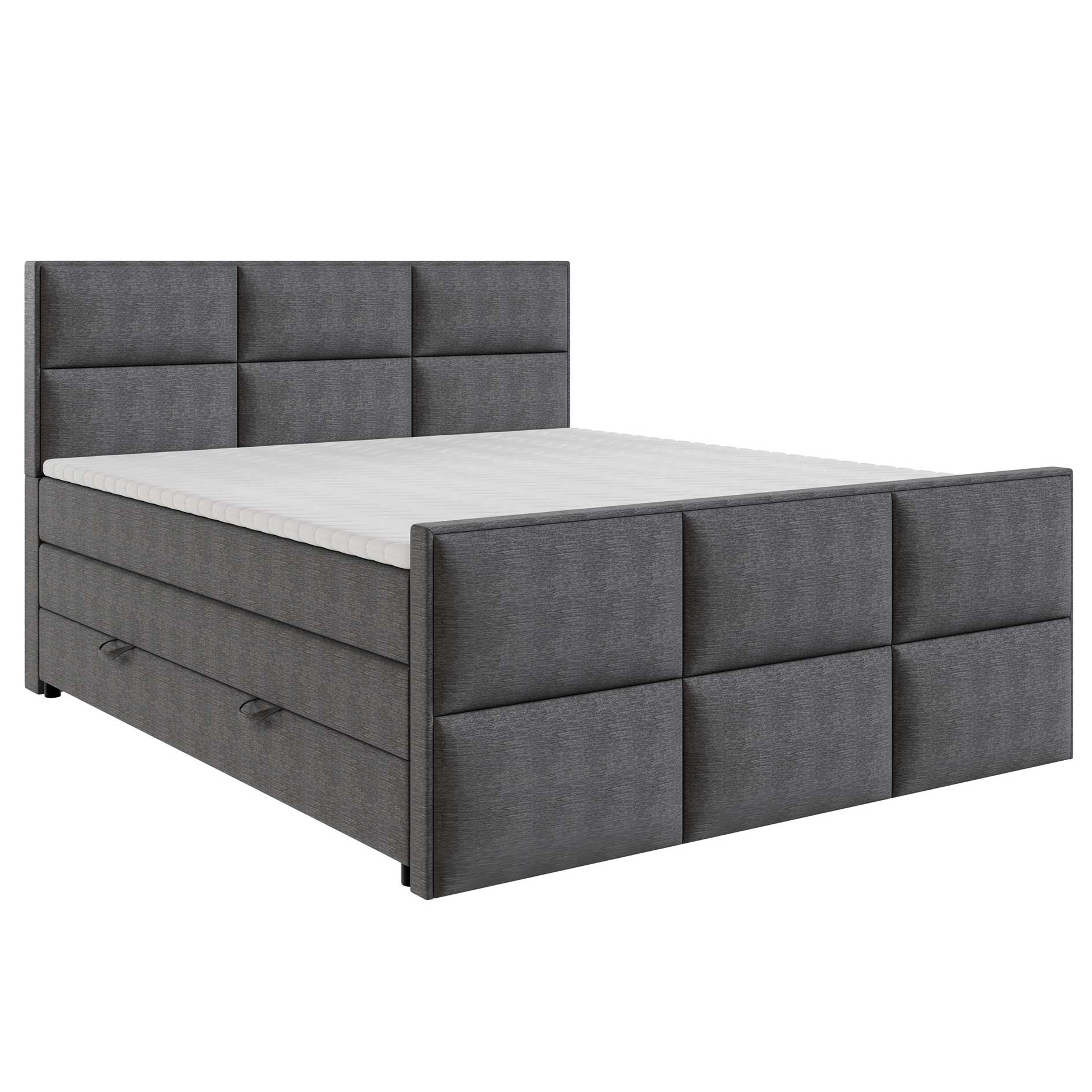 Boxspringbett - grau - Bettkasten - H3 - 140x200 cm