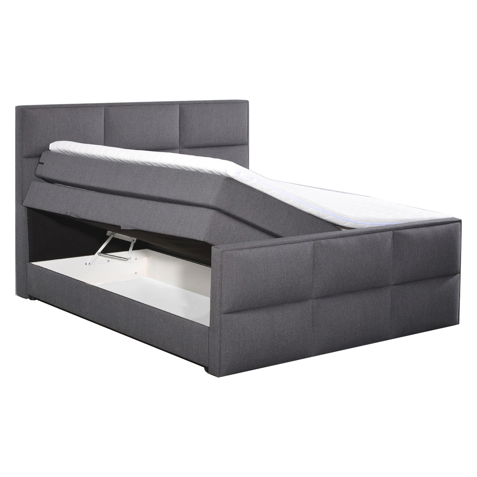 Boxspringbett - grau - Bettkasten - H3 - 180x200 cm