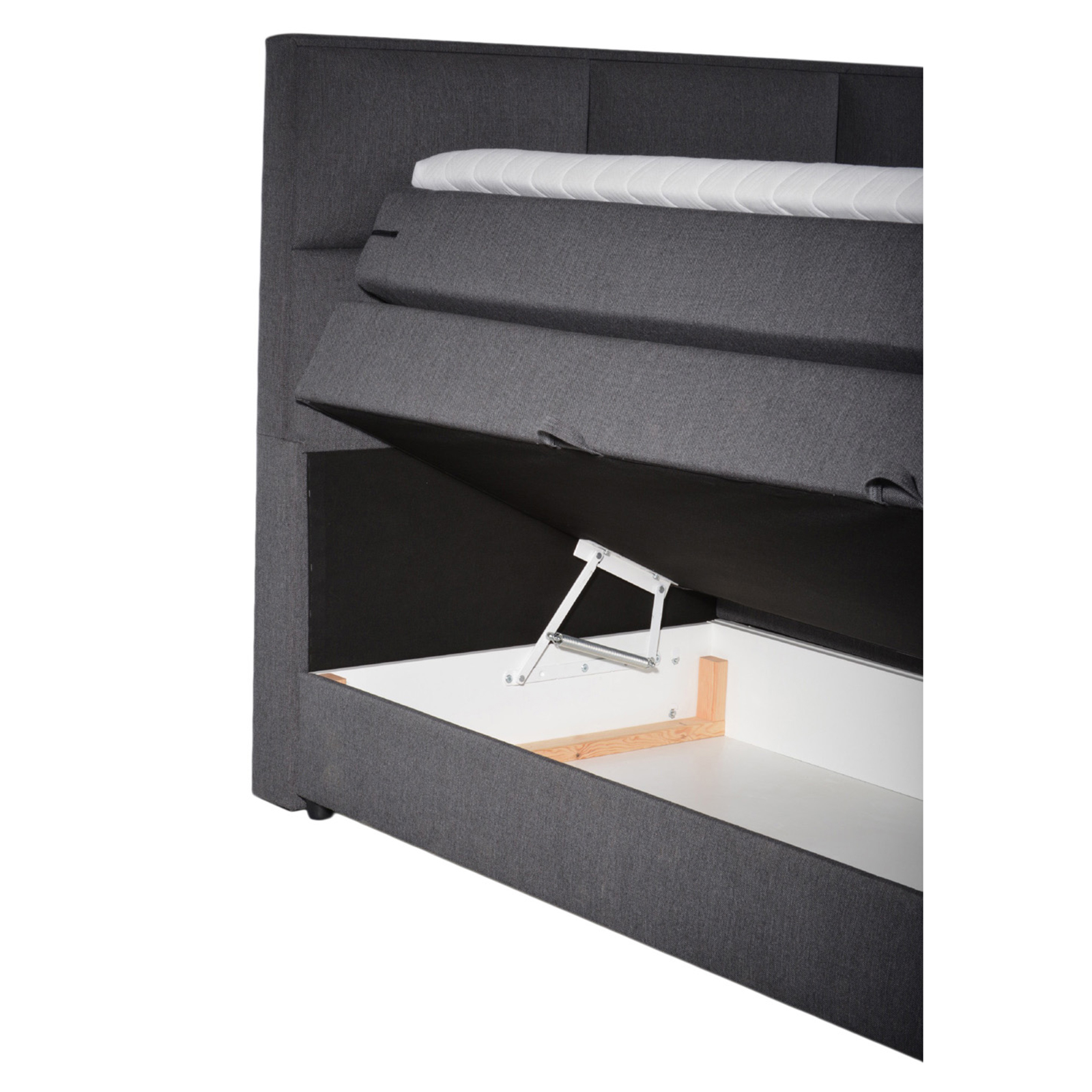 Boxspringbett - grau - Bettkasten - H3 - 180x200 cm