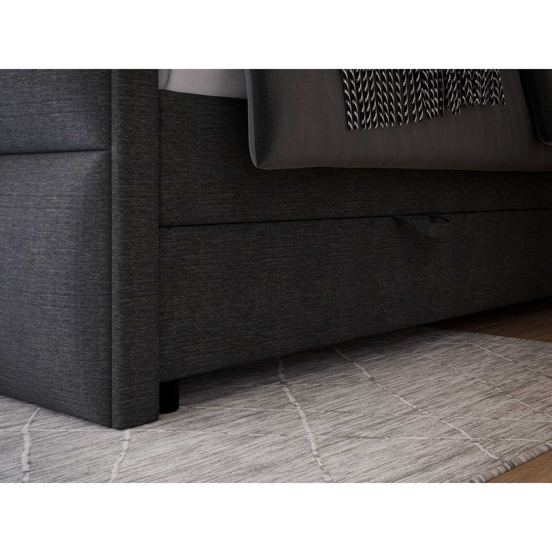 Boxspringbett - grau - Bettkasten - H3 - 180x200 cm