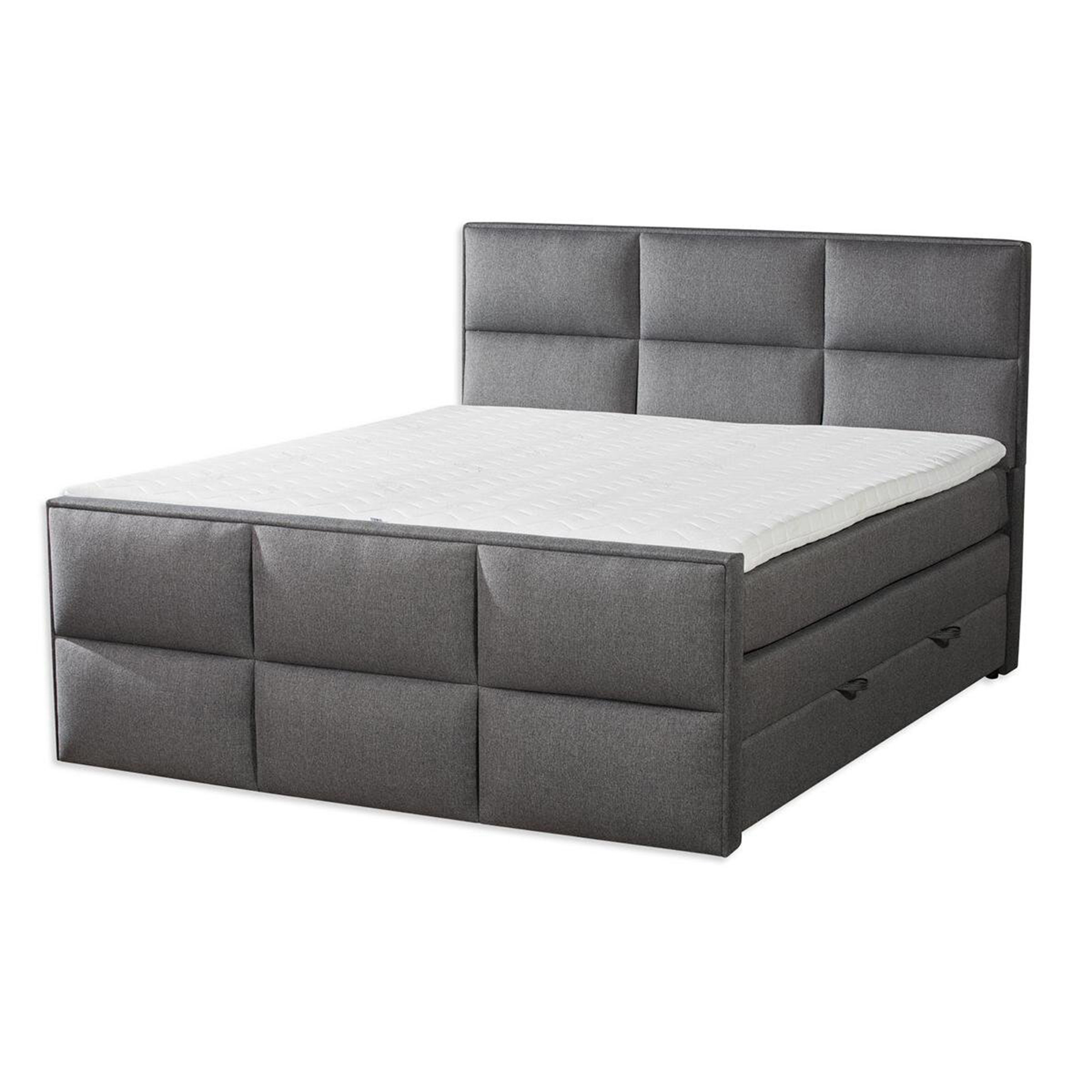 Boxspringbett - grau - Bettkasten - H3 - 180x200 cm