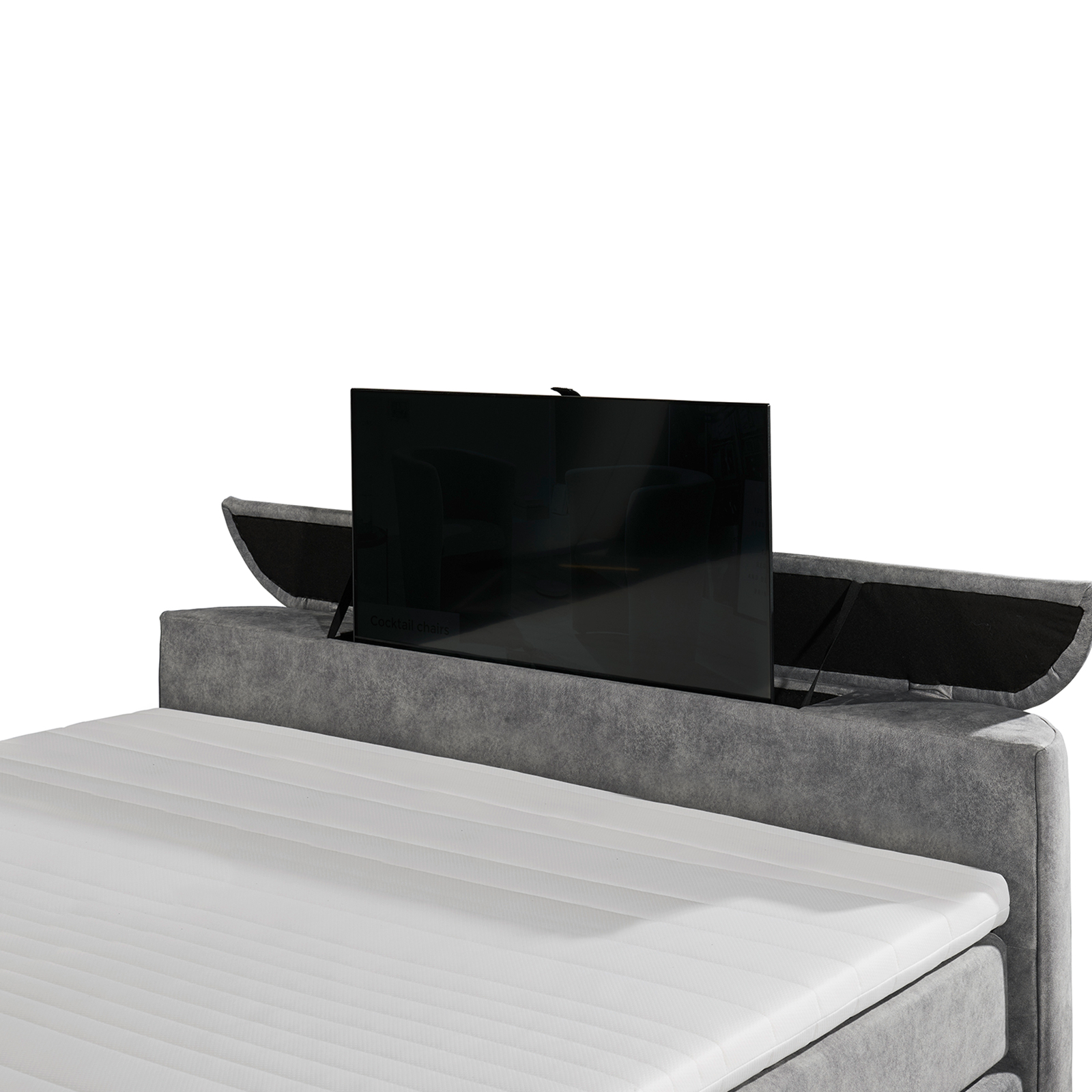 Boxspringbett - grau - H2 - Bettkasten - mit TV-Halterung - 180x200 cm