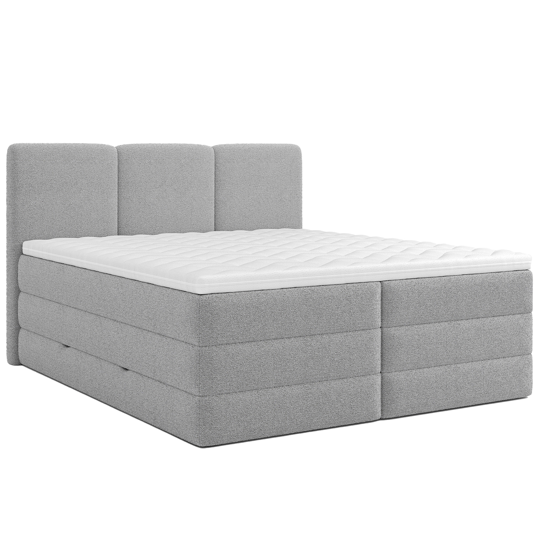Boxspringbett - grau - H2/H3 - inklusive Topper - 180x200 cm